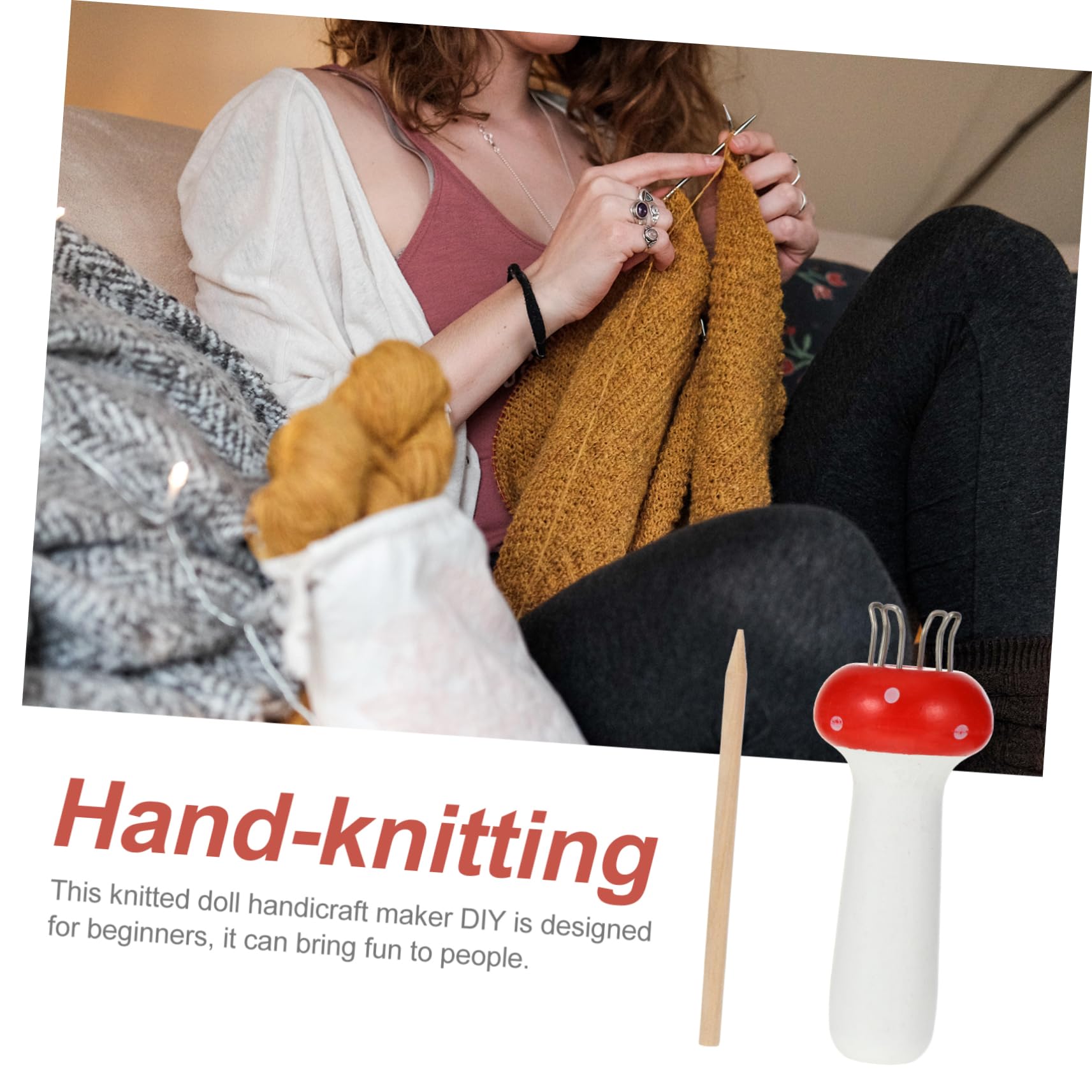 jojofuny 4 Stück Mushroom Knitting Spool Handlicher Pin Strickpilz für Diy Projekte Geeignet für Wolle und Synthetische Garne Langlebig und Tragbar
