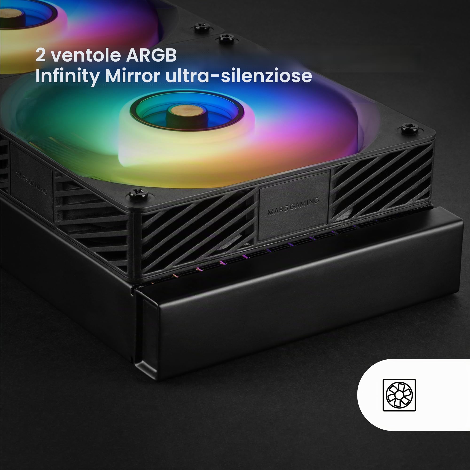 Mars Gaming ML-VISIONPRO240, Raffreddamento a Liquido AIO, TDP 500W, 2x Ventole ARGB 120mm FDB con Nucleo in Rame e Alluminio, Schermo LCD IPS 4” Rimovibile, Opti-Chamber 3a Generazione, Nero