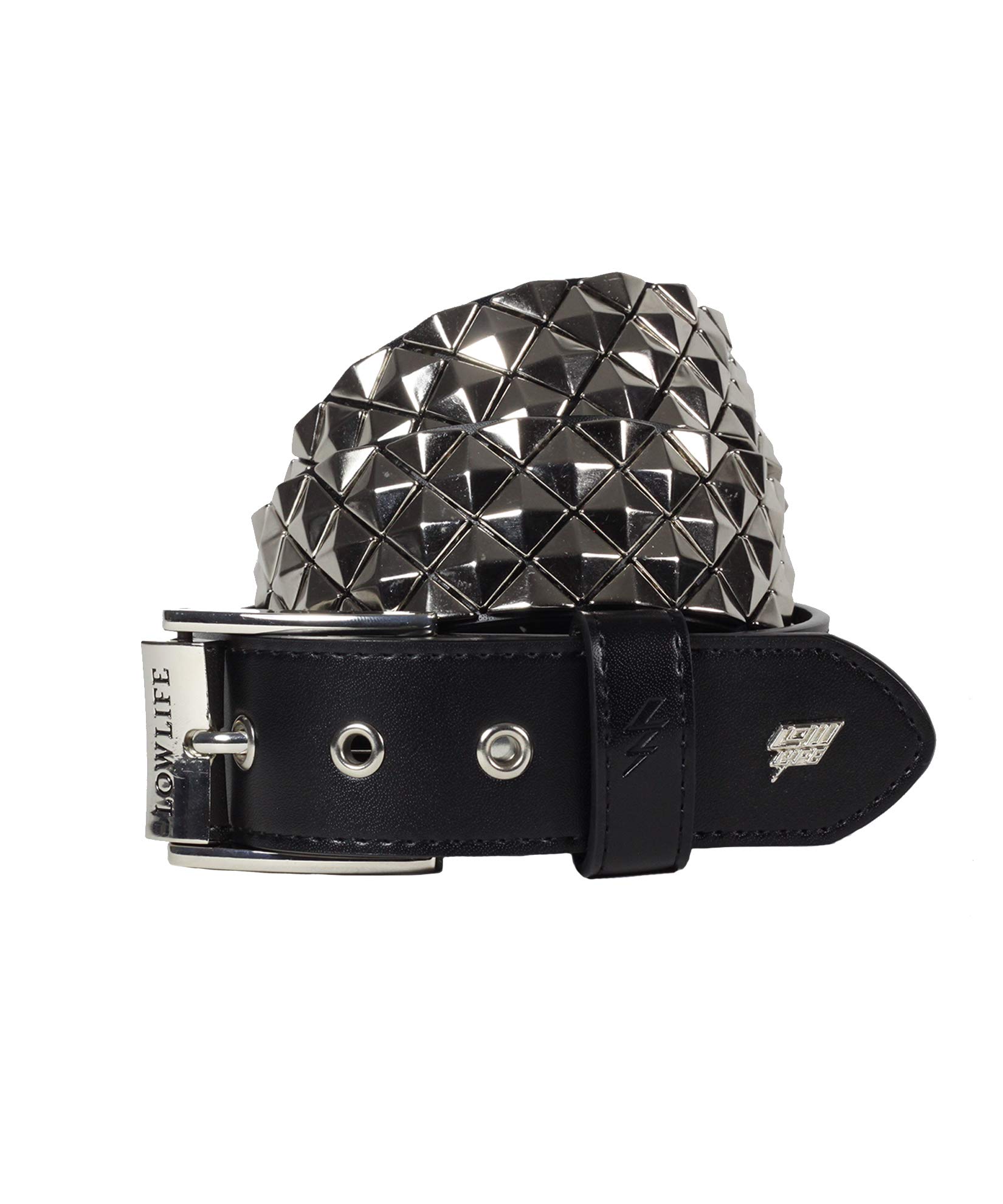 Lowlife Armor Leather Belt in Black and Silver size 36