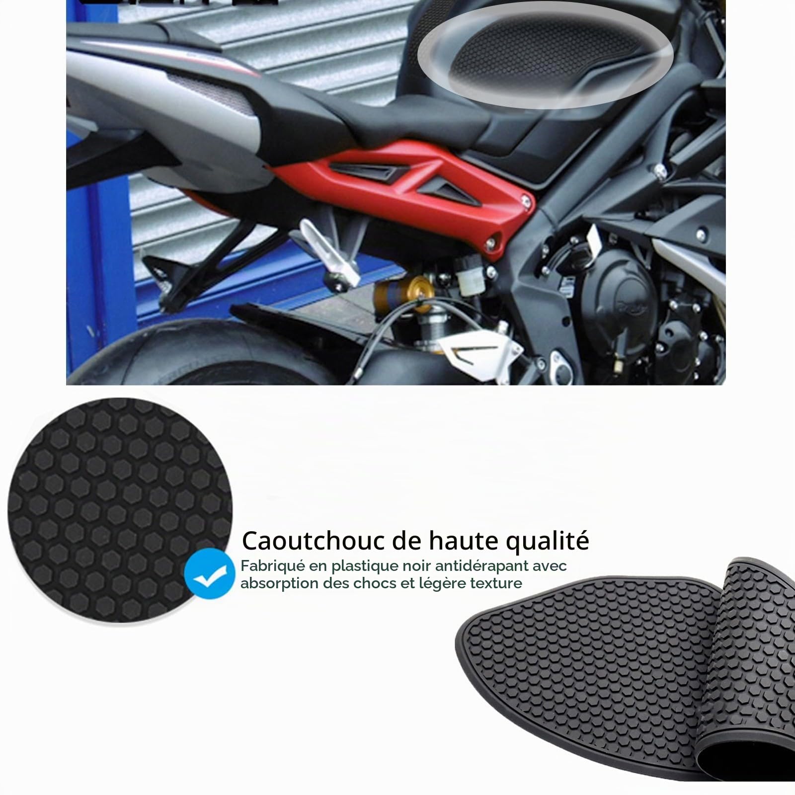 Lot de 3 Autocollants antidérapants pour réservoir de Carburant de Moto, Protection latérale pour genouillère à gaz Compatible avec Triumph Daytona 675/R Street Triple 765 R/RS