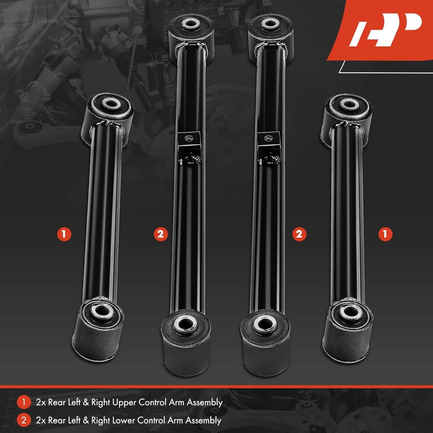 a-premium set of 4, rear upper lower control arm kit, with bushing, compatible with ram 1500 2011-2012 & dodge ram 1500 2009-2010