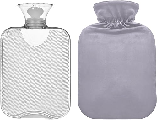 El bolso cubierto violeta mineral de la agua caliente del PVC, botella de agua caliente para dormir, cubierta del paño grueso y suave de la botella