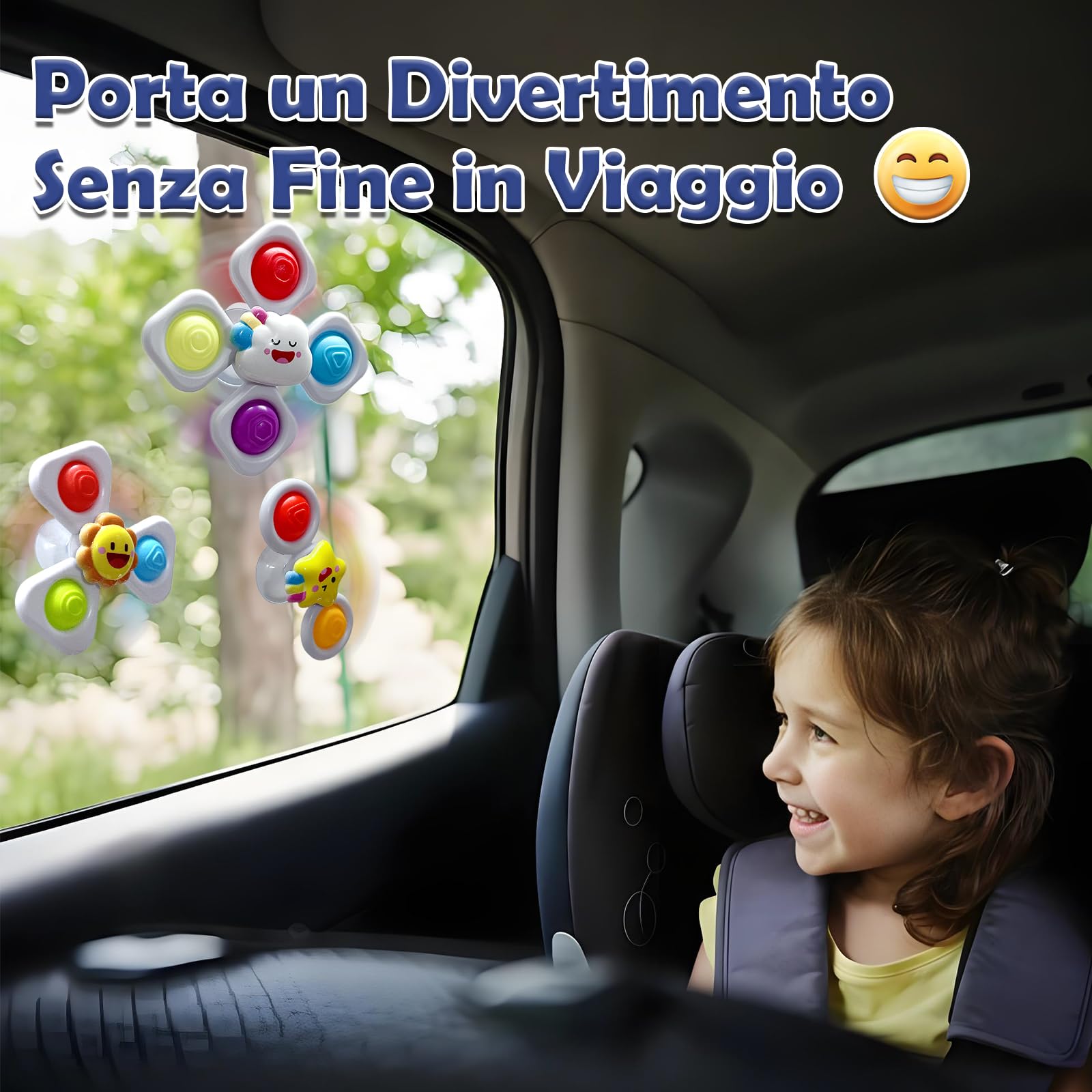 Echehi 3 Pezzi Spinner Bambini, Giochi Bagnetto Neonato, Giochi Sensoriali per Neonati. Sole