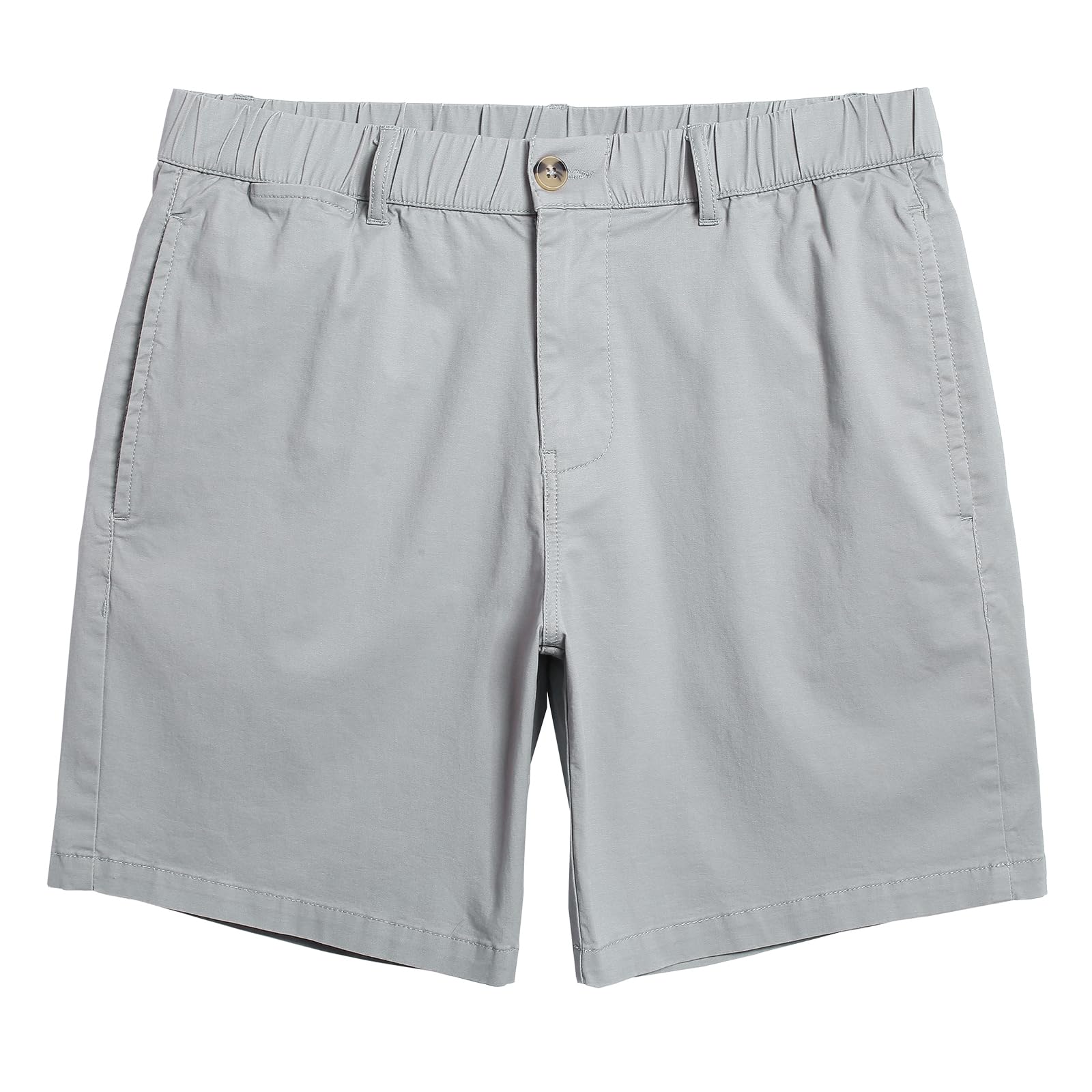 maamgic Men's Classic-fit 7" Cotton Casual Shorts Elastic Waistband with Multi-Pocket Daily Wear Walking Summer Outfit