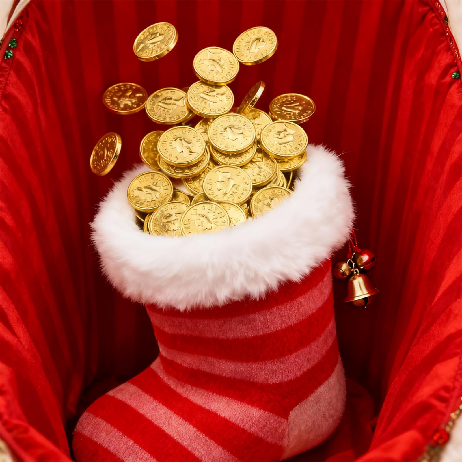 Fake Gold Coins, 100 Pieces Tiny Golden Coin for Crafts Party Favors,Photography Props Miniatures, Miniature Landscape - Image 3