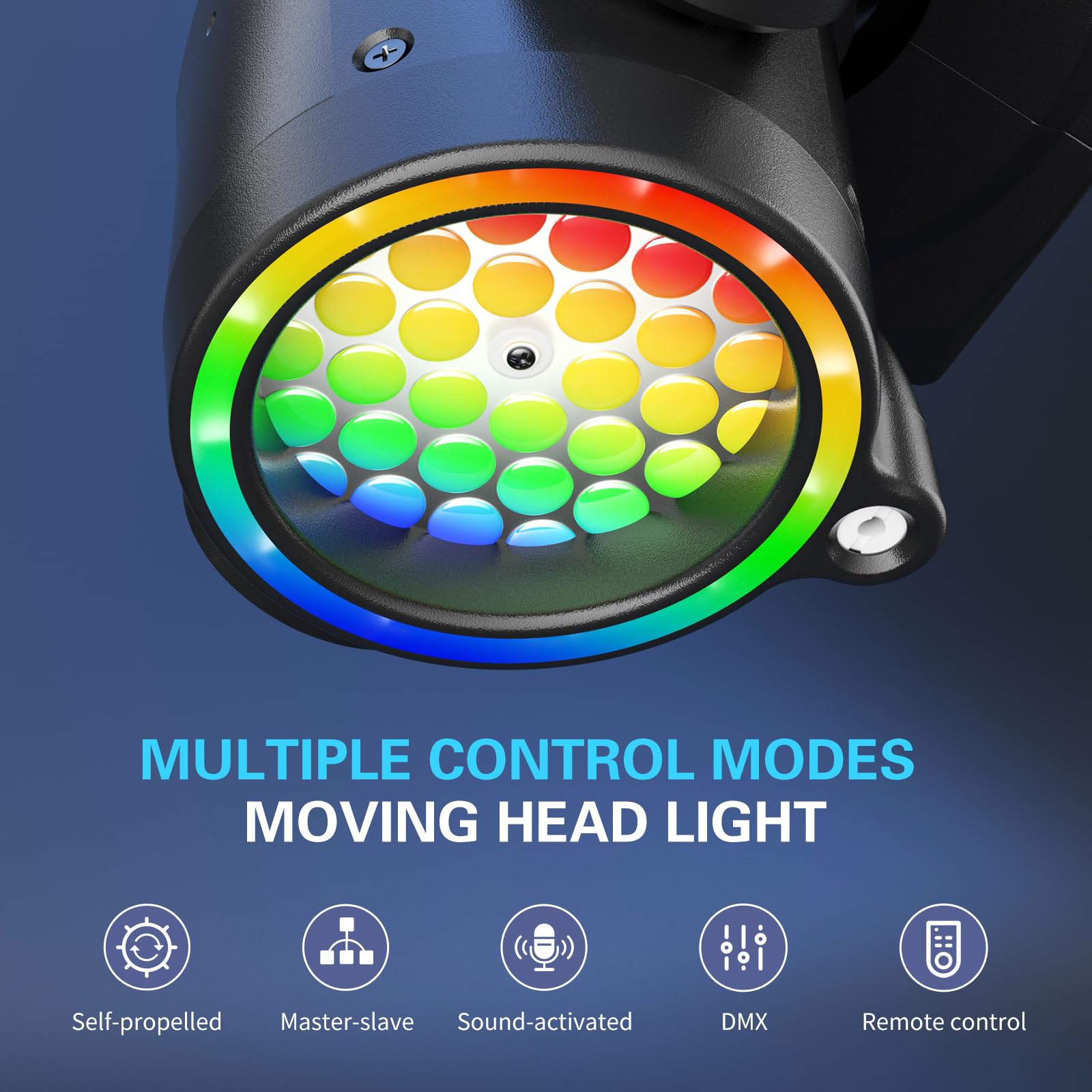 Mini Lámpara de Escenario Cabeza Móvil 30W, Luz de Discoteca RGB LED con Control Remoto Gobo DJ Efectos de Iluminación DMX512 Estroboscópico con Apertura para Fiestas Bar KTV Bodas