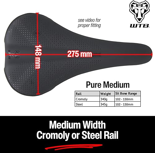 Miniatura 6 de WTB Pure Mountain Bike Seat (Saddle) - Thick All-Day Comfort Padding (2 Rail Options)