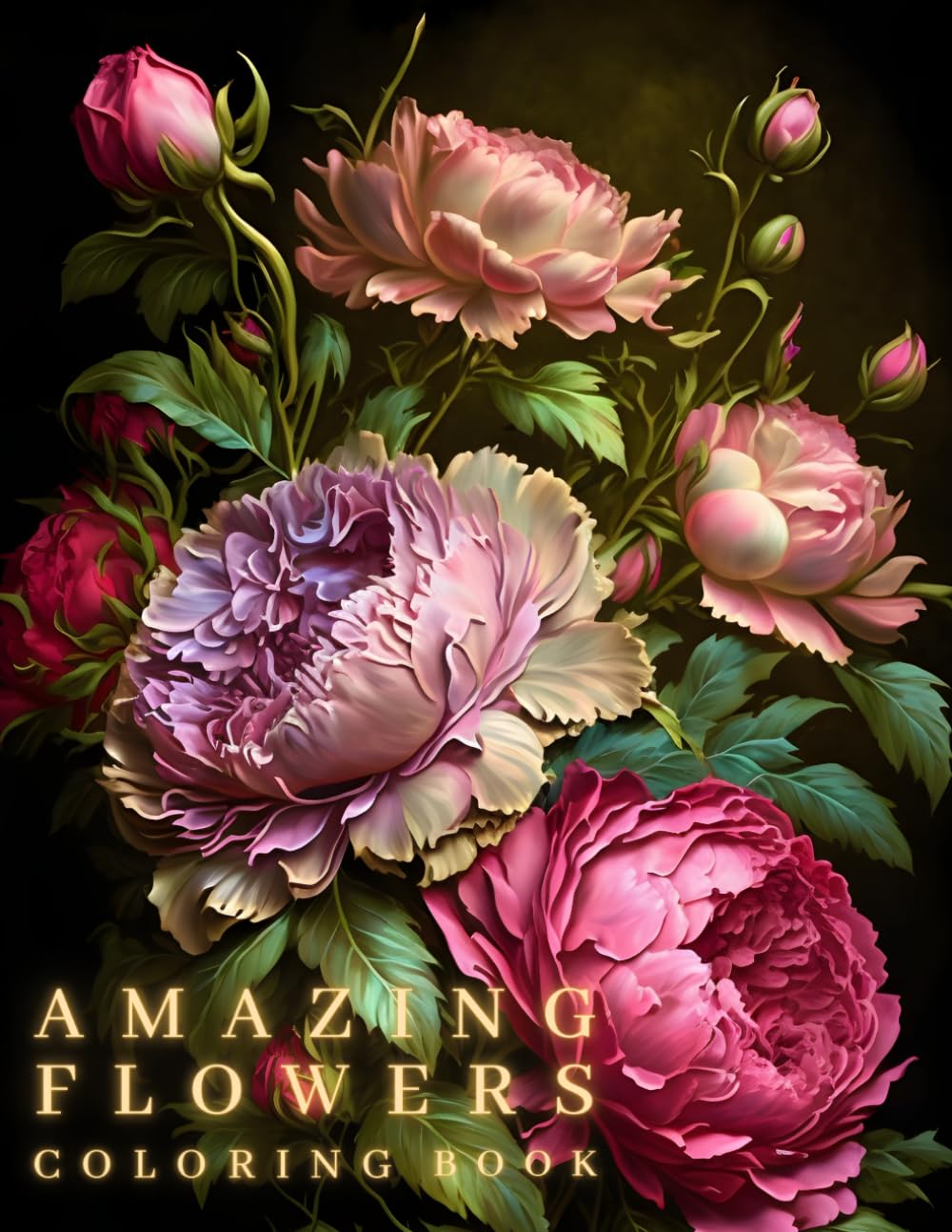 Amazing Flowers Adult Coloring Book by Jane Miller: 50 Hand-Drawn Floral Designs with QR Codes, Stress Relief Gift for Women & Girls