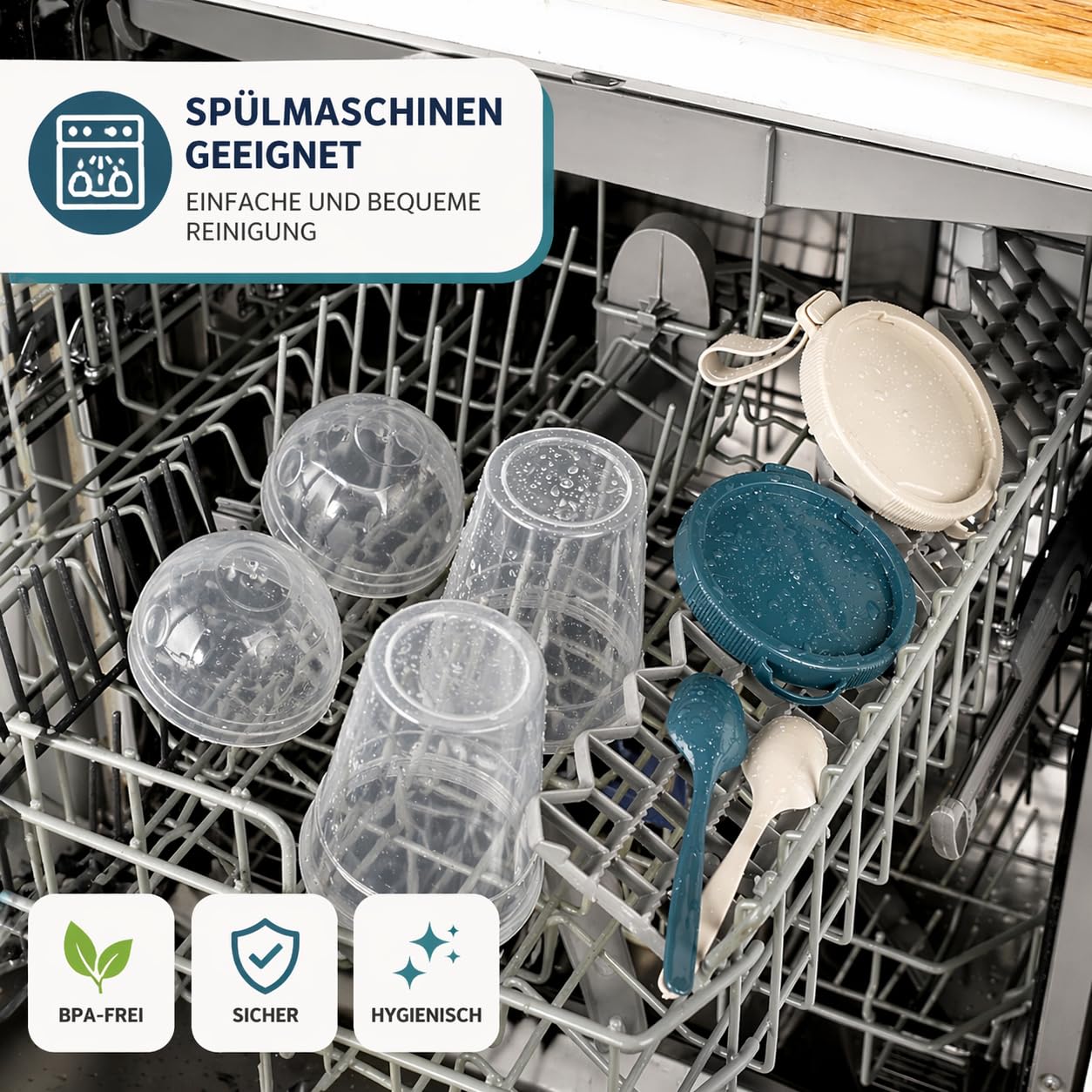 Set di 4 bicchieri per cereali, pratici bicchieri per yogurt da go, suddivisori per yogurt e cereali, corn flakes to Go,%100 senza BPA, perfetti per scuola e ufficio, contenitore per frutta, con