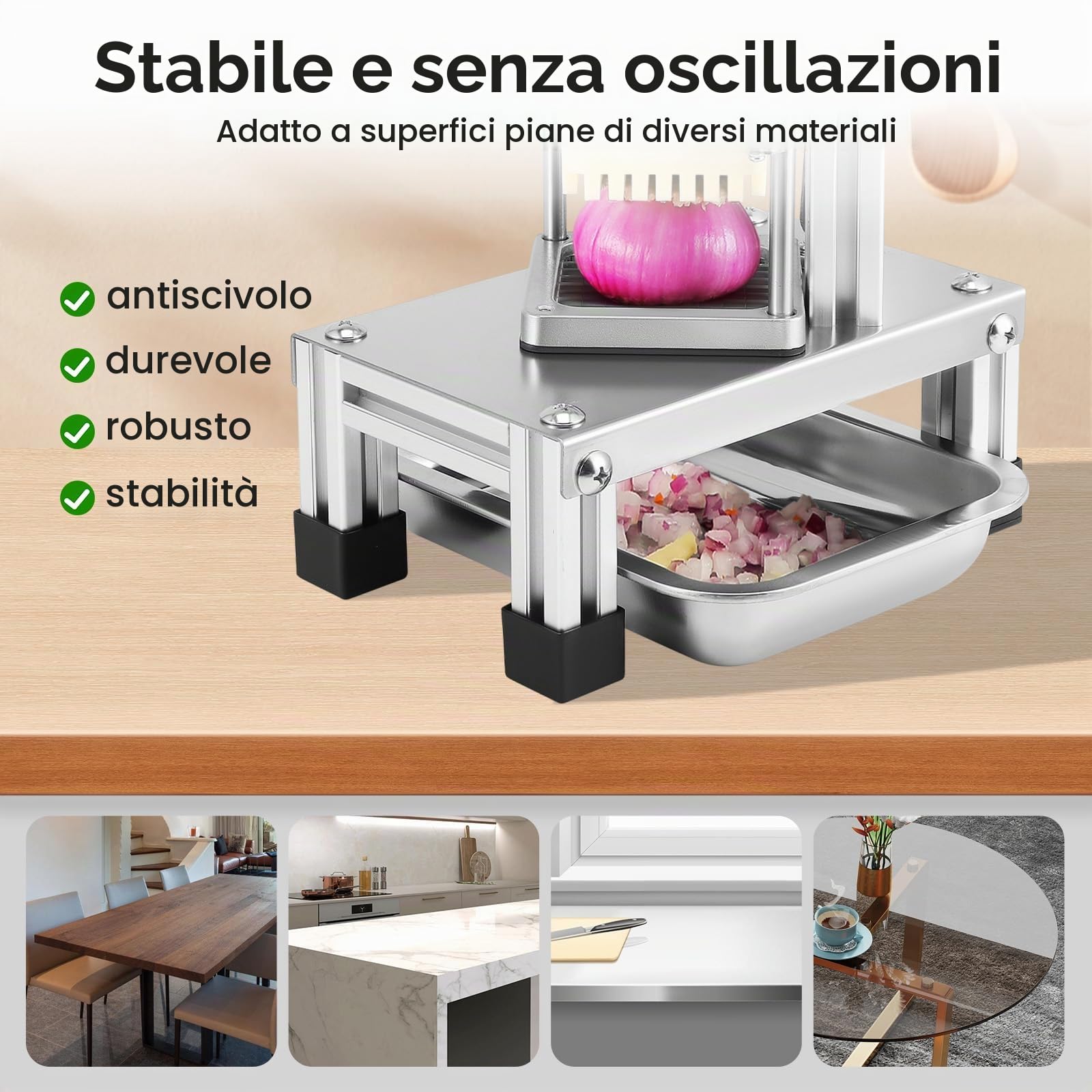 Taglia Patate Fritte Professionale, Tagliapatate per Patate Fritte Tagliaverdure con Lame in Acciaio Inossidabile 304 di Dimensioni 1/4" 1/2" 3/8"e Piastra Alimenti (Kit, 1)