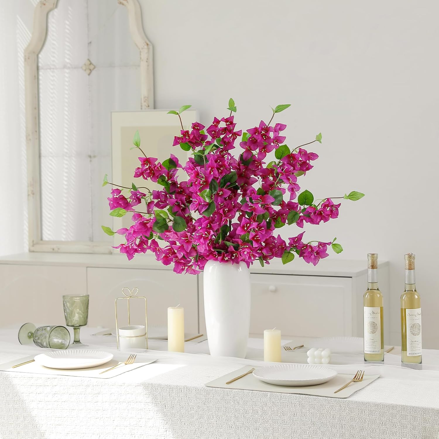 10 Pcs Artificial Bougainvillea Flowers – 30" Faux Bougainvillea Branches with Silk Petals, Realistic Single Stem Bougainvillea for Home Wedding Table Party & DIY Floral Decor (Purple)