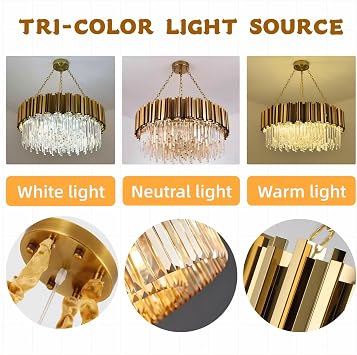 Pendant Light,Crystal Chandelier, Crystal Ceiling Light Modern Crystal Chandelier Luxury Gold Plated LED Pendant Ceiling Light for Villa, Hotel, Living Room, Dining Room(Size:60cm,Color:Gold)