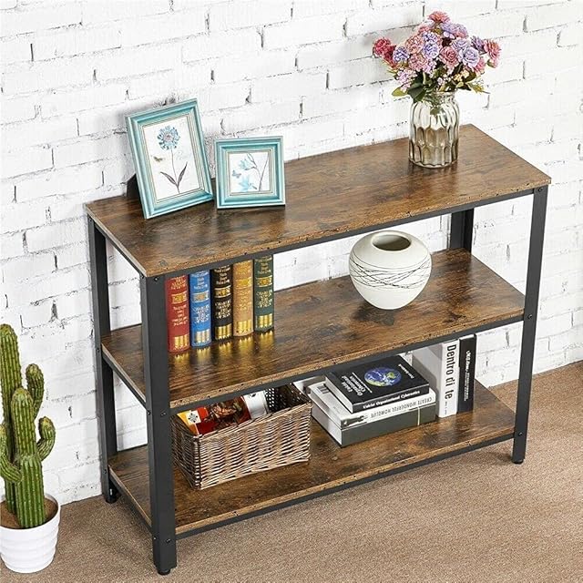 ADHW 2-Tier Console Table Side Table w/Drawer and Shelves Entryway Hallway Furniture Size : 101x35x80cm(Rustic Brown)