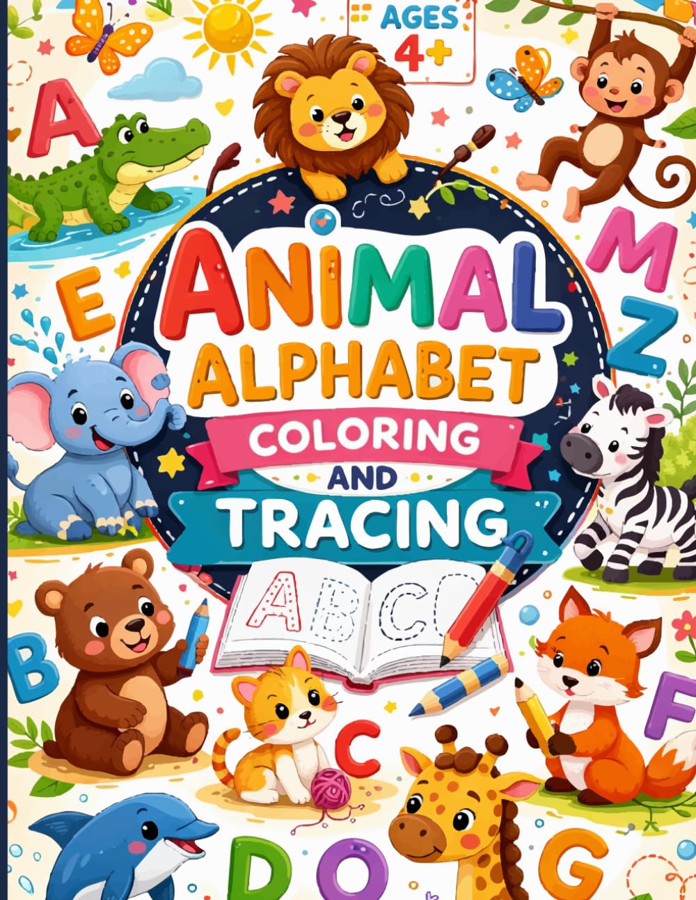 Animal Alphabet Coloring & Letter Tracing Book for Kids