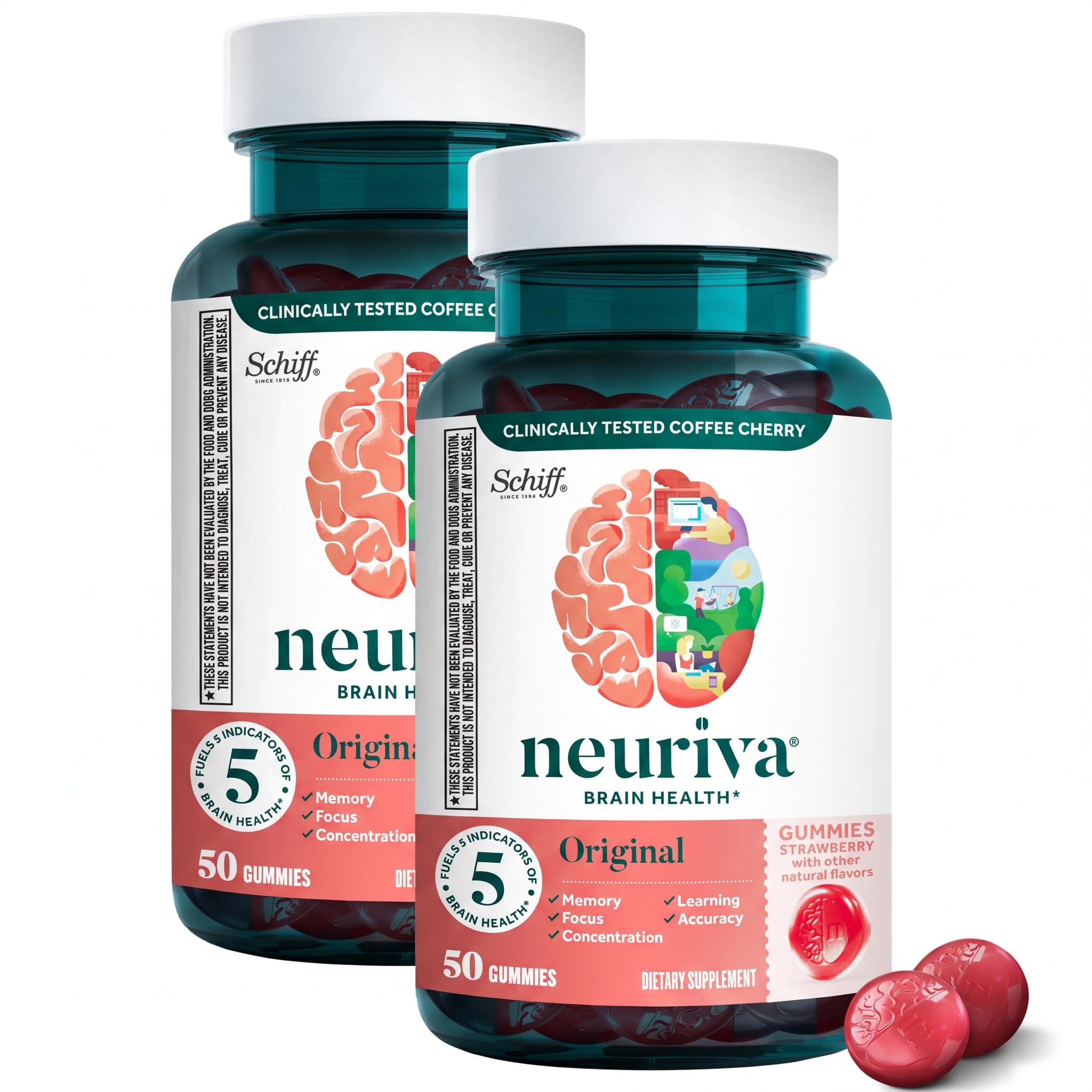 NEURIVA Original Brain Supplements - 50 Count Strawberry Gummies — Amazon image 24