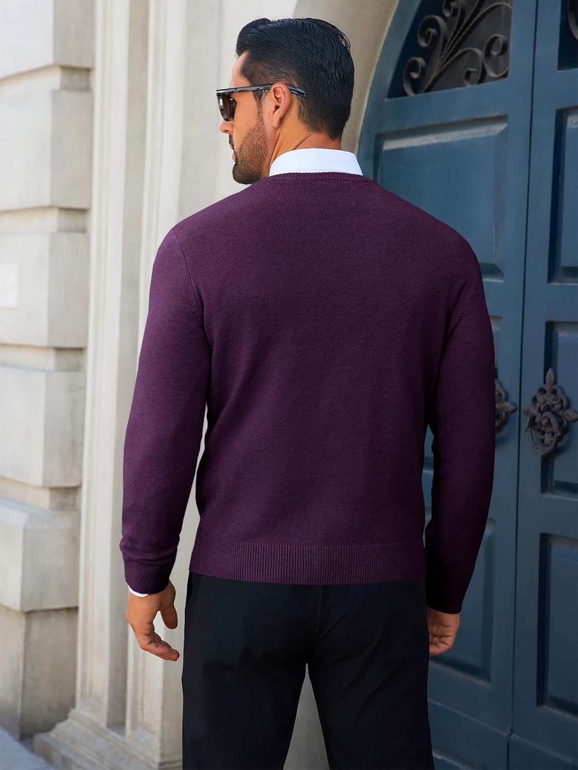 Runcati Mens Crewneck Sweaters Casual Knit Lightweight Dress Sweater Long Sleeve Slim Fit Fall Winter Pullover - Image 4