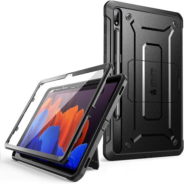 SUPCASE Cover per Samsung Galaxy Tab S8 Ultra 2022 da 14,6'' con Protezione per lo Schermo + Cavalletto + Pencil Holder, Protezione a 360 Gradi (Nero) Black