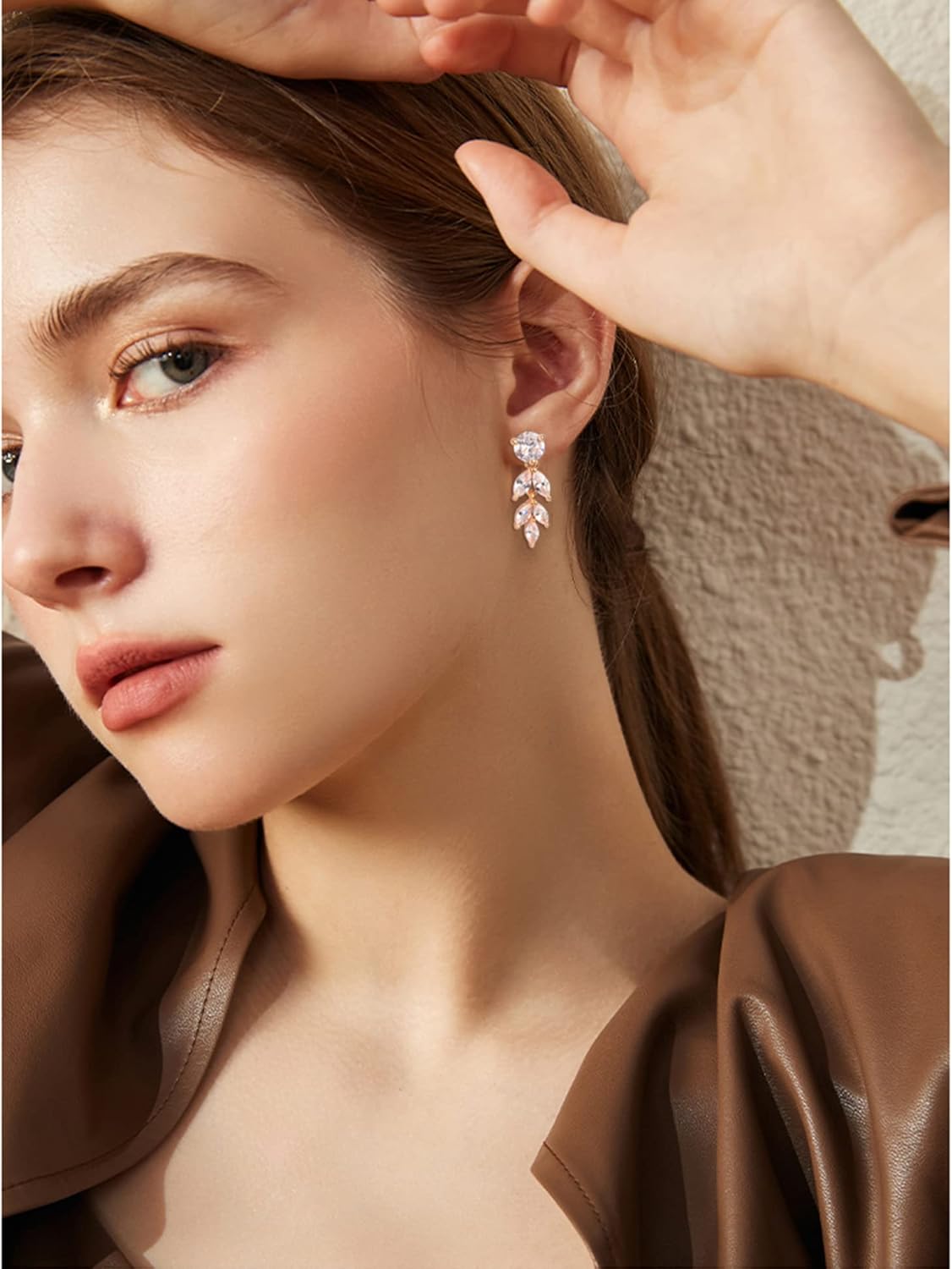 Cubic Zirconia Cluster Wedding Earrings for Brides Bridesmaids Elegant Round Marquise CZ Bridal Jewelry Crystal Dangling Drop Earrings for Women Girls Costume Jewelry Gift - Image 2