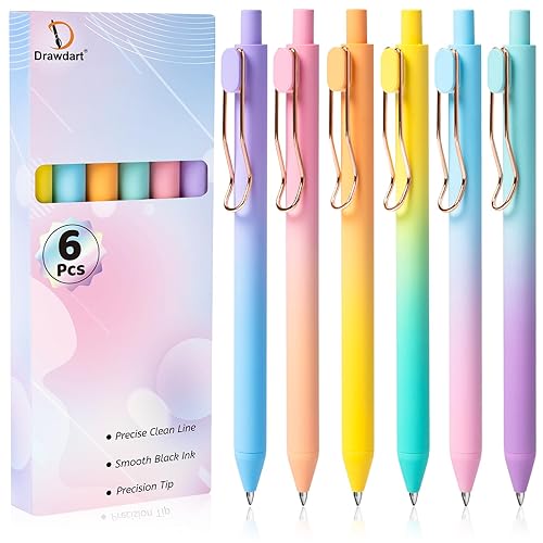 Drawdart Gel Pens, 6 Pcs Smooth Writing No Bleed &