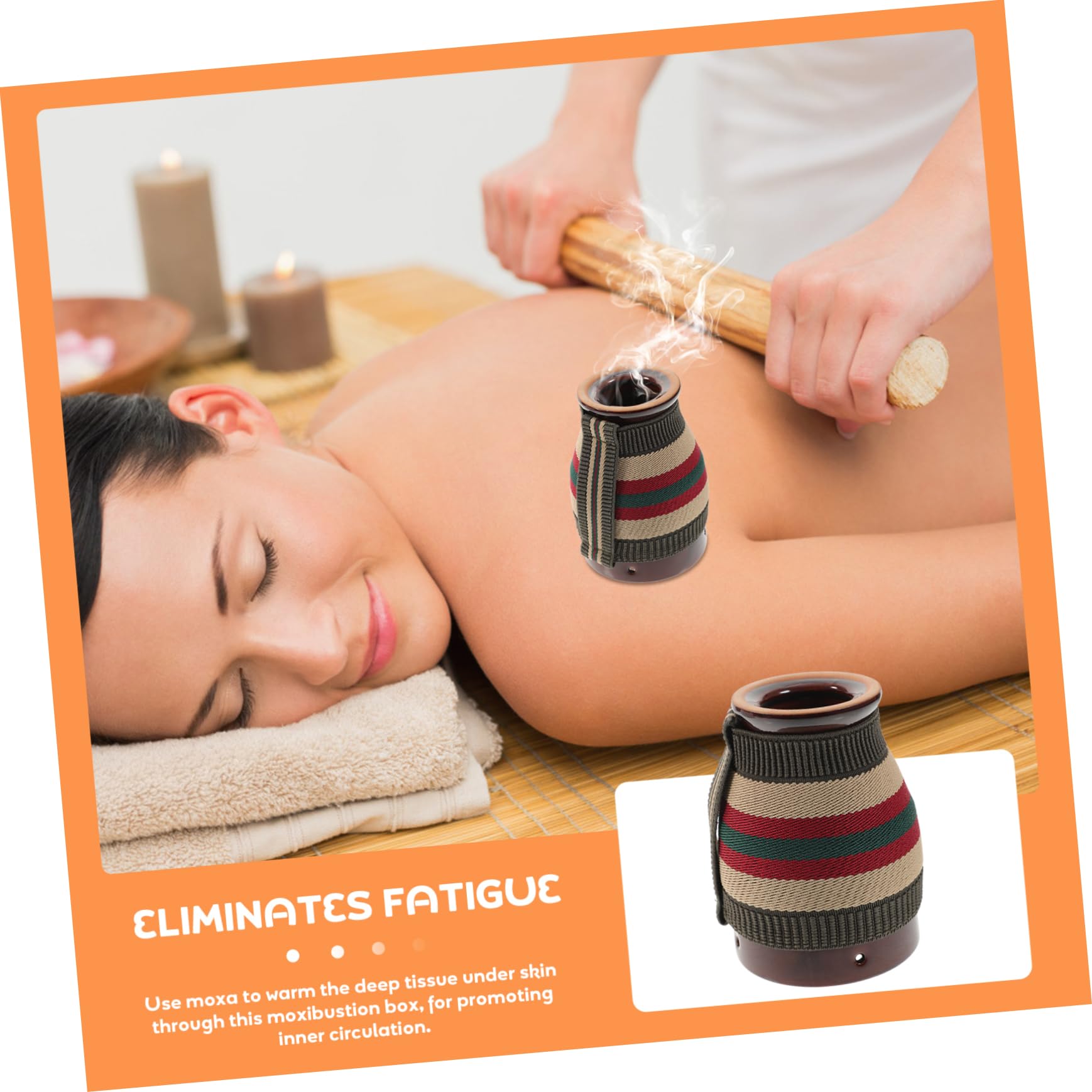 Beavorty Moxa Burner Box Cover Bamboo Pot Heat Therapy Aid Holder for Abdomen Waist Shoulder