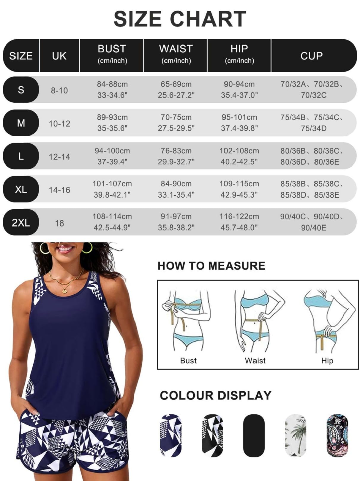 CheChury Tankini 2 Piezas Traje de Baño Reductor Vientre Plano Push Up con Shorts Mujer Tallas Grandes