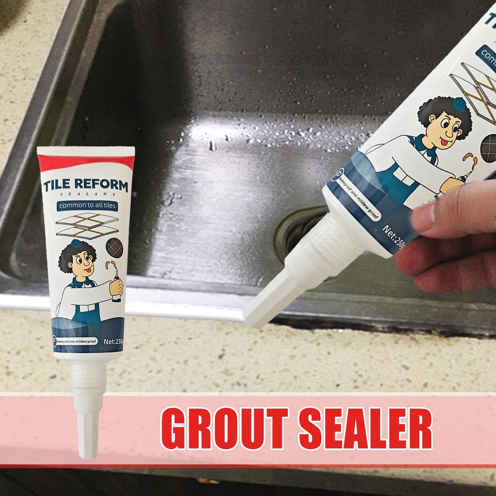 Tile Grout Repair, White Grout Filler Tube, 250g Waterproof Grouts Restorer, Seam sealers for Bathroom and Kitchen Use, Easy Line Fix to Wall & Floor Tiles, Quick Application