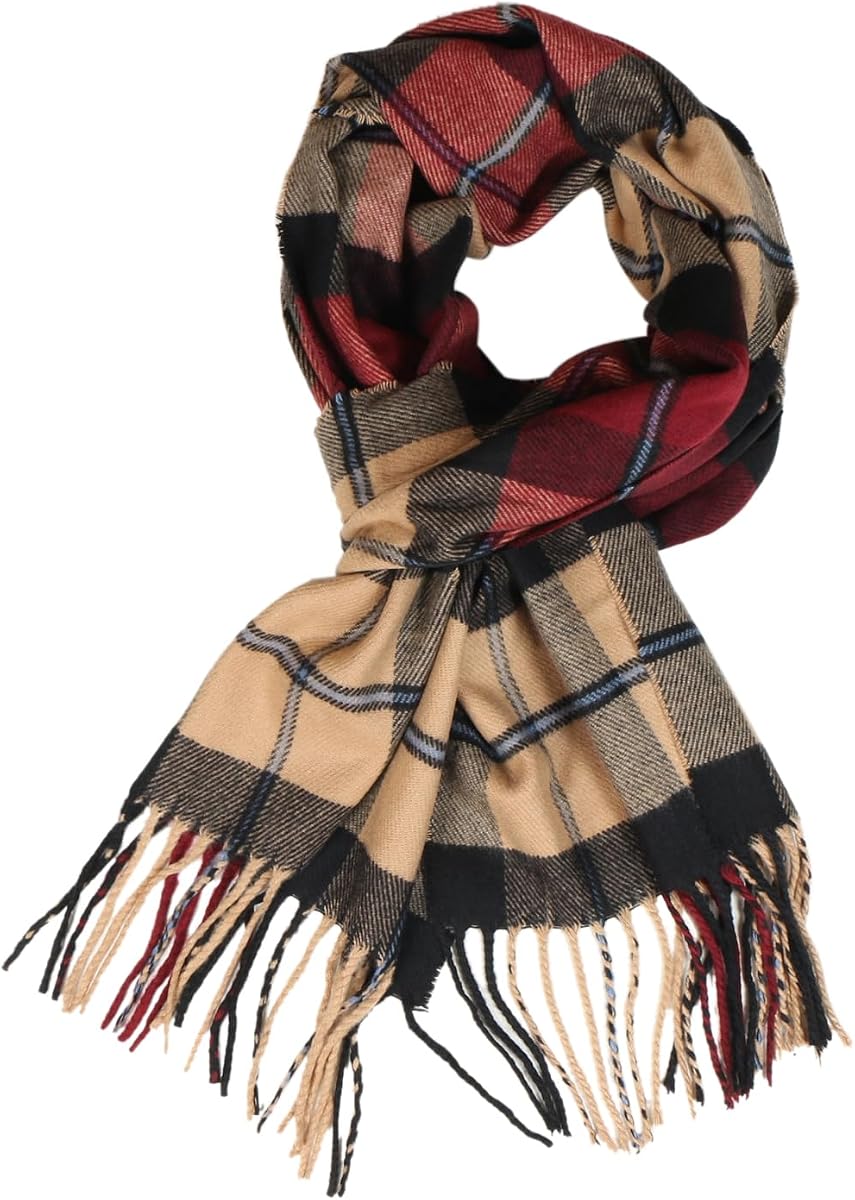 TZ Promise Herringbone Houndstooth Checked Pattern Cashmere Feel Classic Soft Luxurious Winter Scarf For Men Women