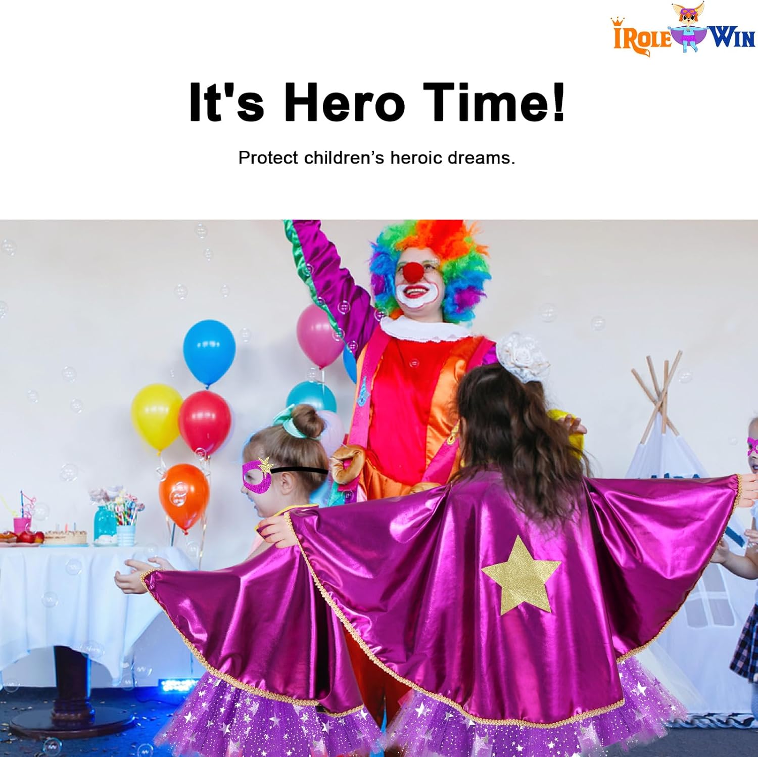 iROLEWIN スーパーヒーローケープ 子供用 スーパーヒーローコスチューム ガールズ 幼児 プリンセス ドレスアップ ビッグシス