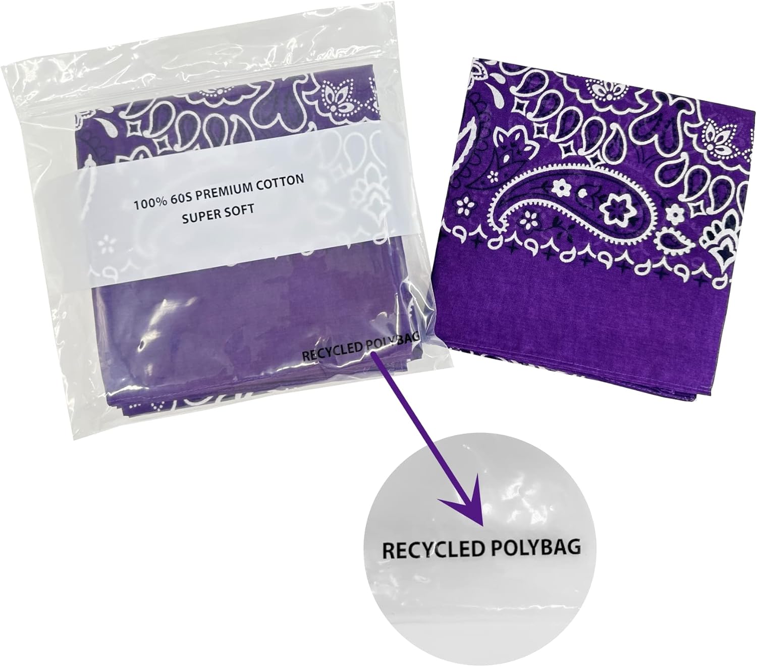 Bandanas for Women and Men,3 Pack Super Soft Thin 60s Preium Cotton 22 inch Handkerchiefs - Image 3