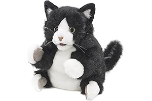 Folkmanis Black and White Tuxedo Kitten Hand Puppet