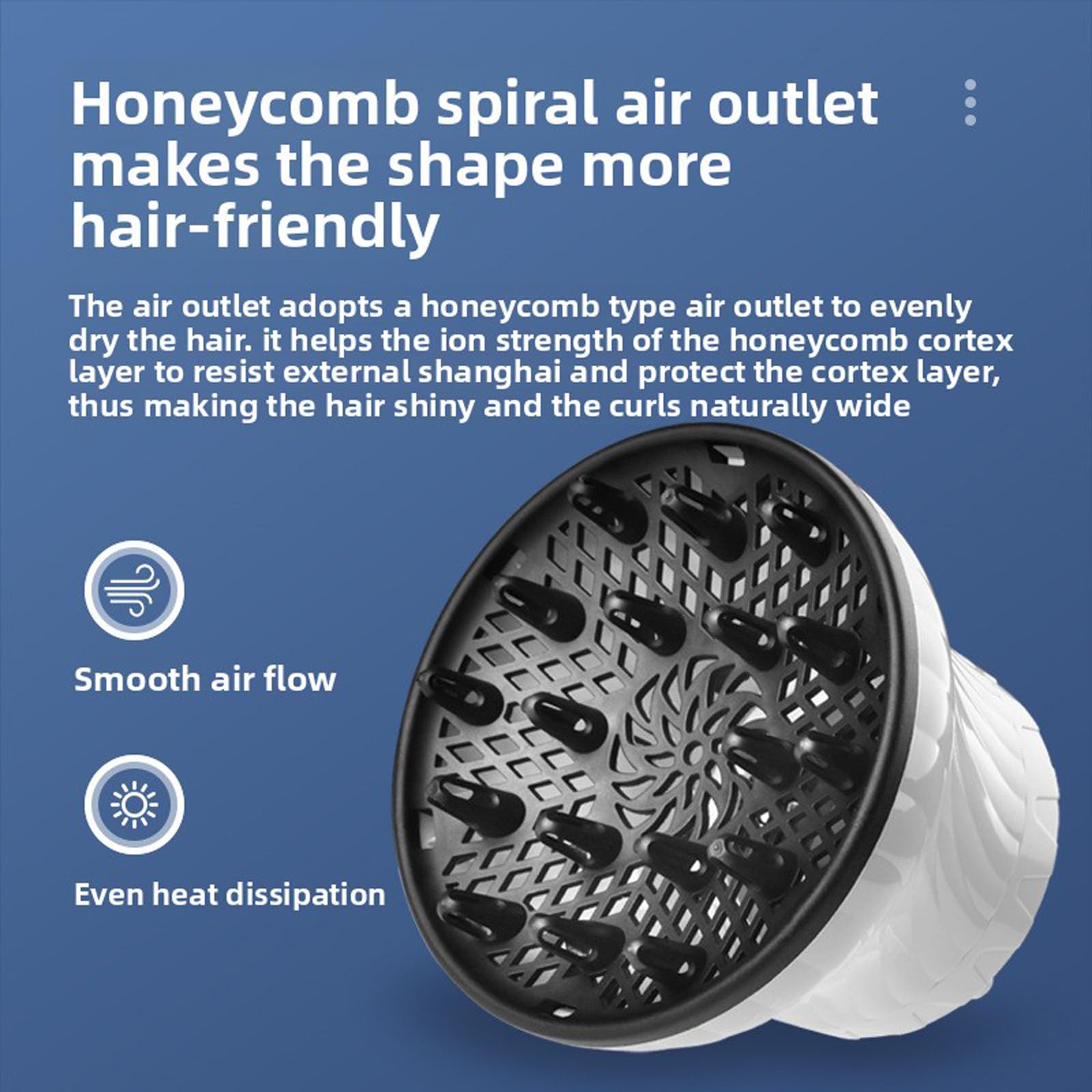 Universal-Haardiffusor-Aufsatz für Haartrockner, verstellbare Föhndüse für lockiges und gewelltes Haar (3,5 bis 8,9 cm), schnell trocknendes Reise-Styling-Werkzeug, Weiß