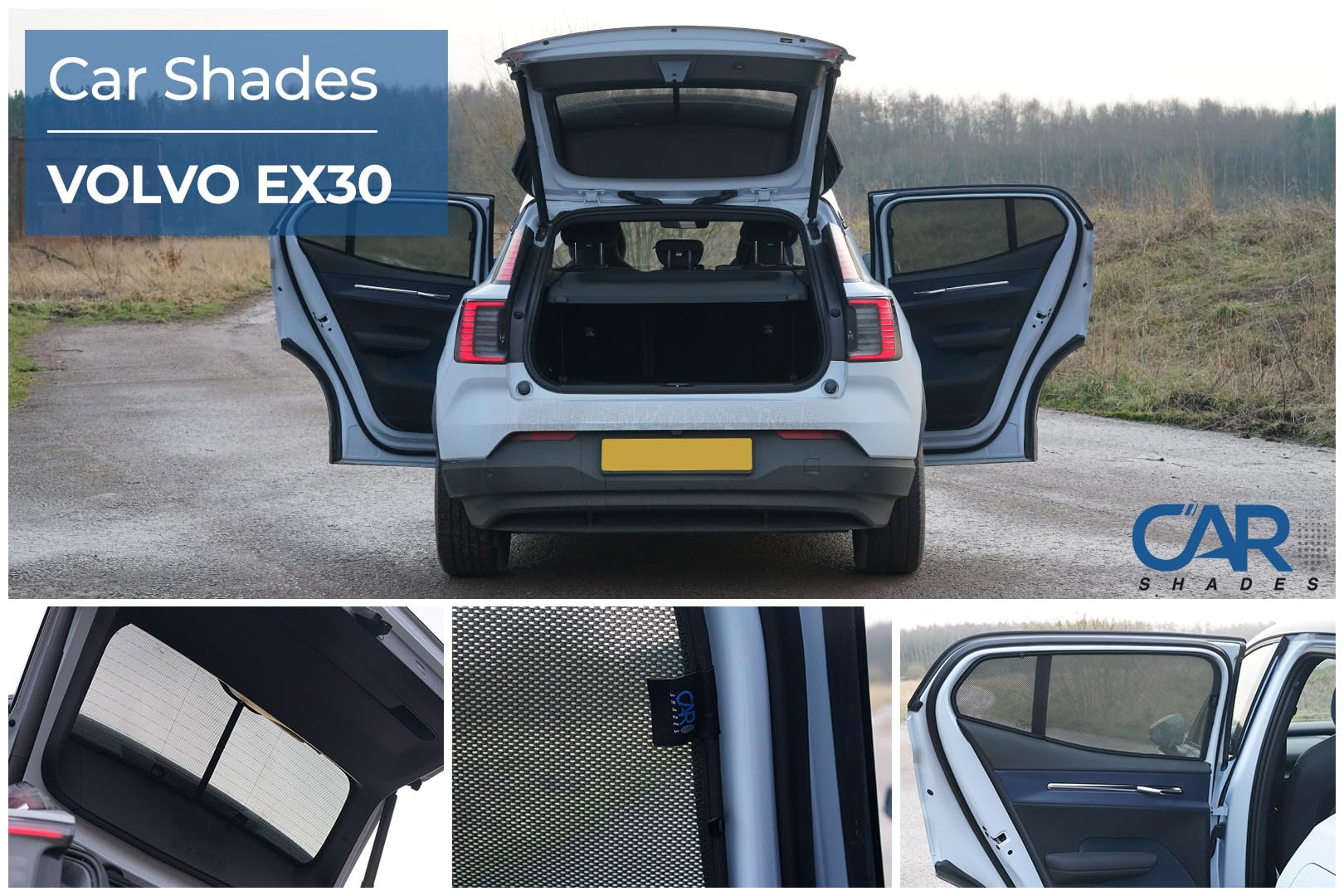 CAR SHADES Juego Compatible con Volvo EX30 2023- (4-Partes) cortinillas Parasol a Medida