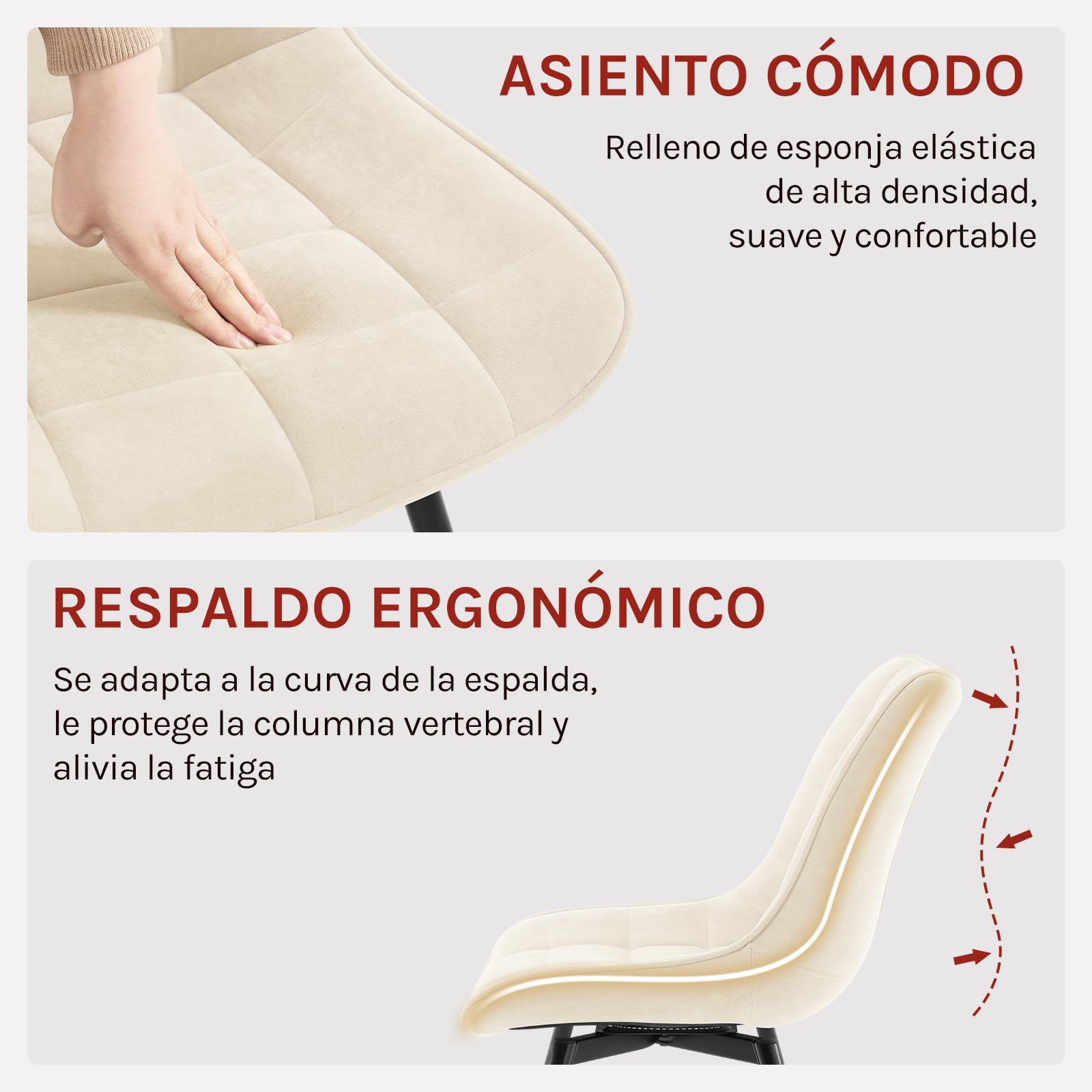 WOLTU Juego de 4 Sillas Comedor Giratorias,Terciopelo,Beige