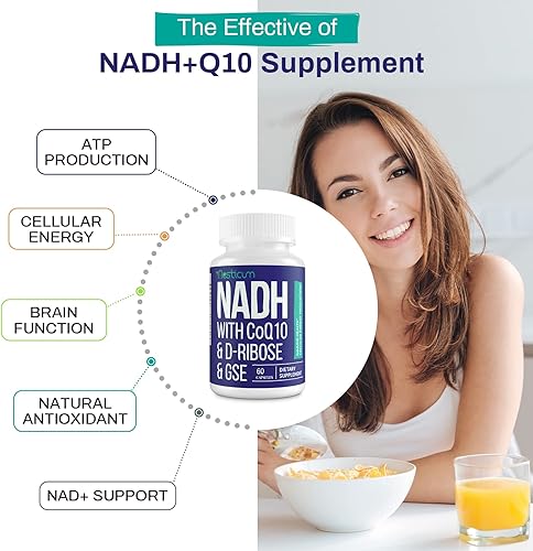 Miniatura 5 de Aesticum NADH 50 mg  CoQ10 200 mg  suplemento de D-Ribosa de 150 mg suplementos de NAD para la salud inmunológica energía celular reducción de