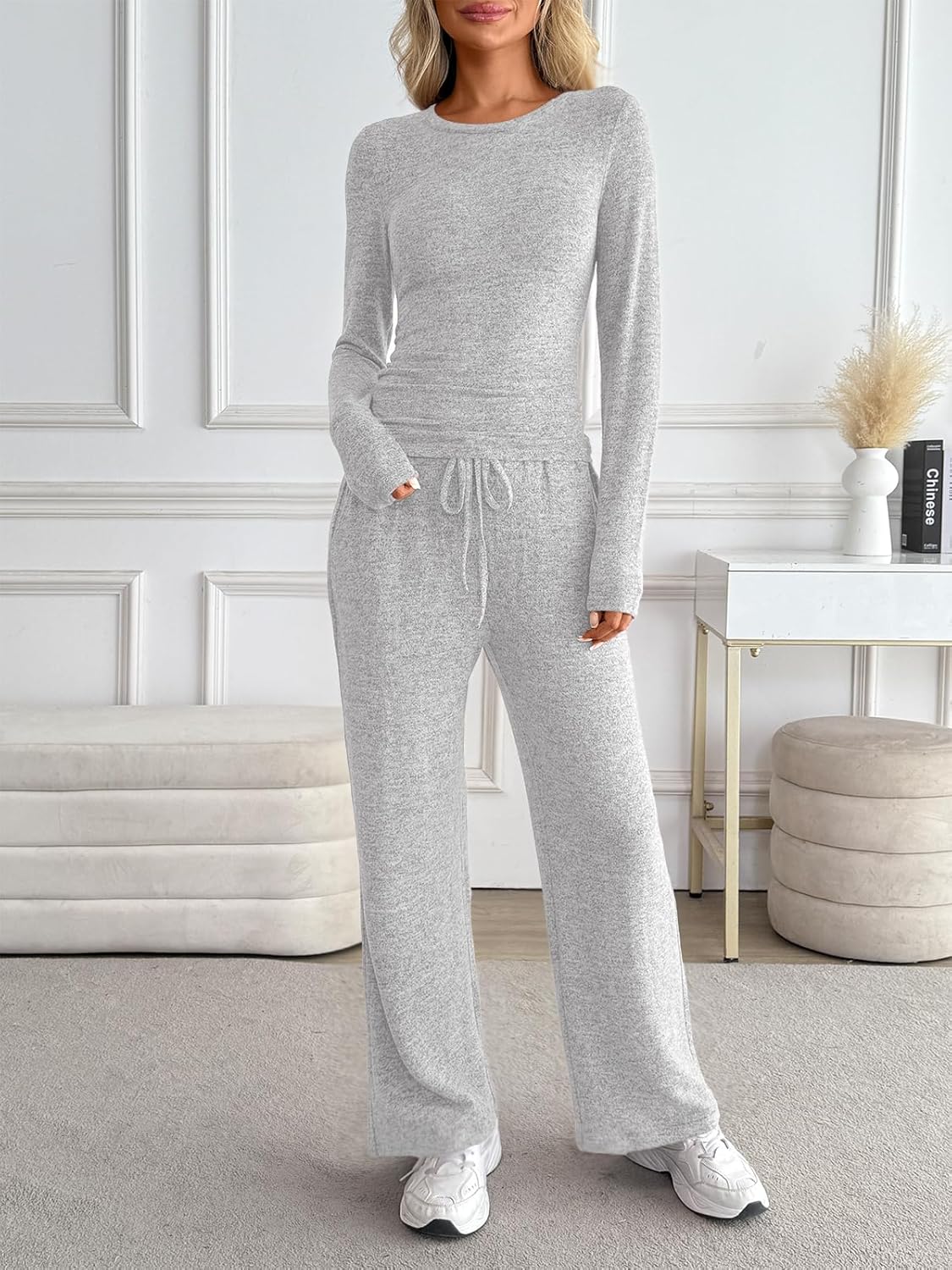 LILLUSORY Womens 2 Piece Matching Lounge Sets 2025 Fall Fashion Knit Sweater Airport Travel Vacation Outfits Gym Sweatsuits - Image 6