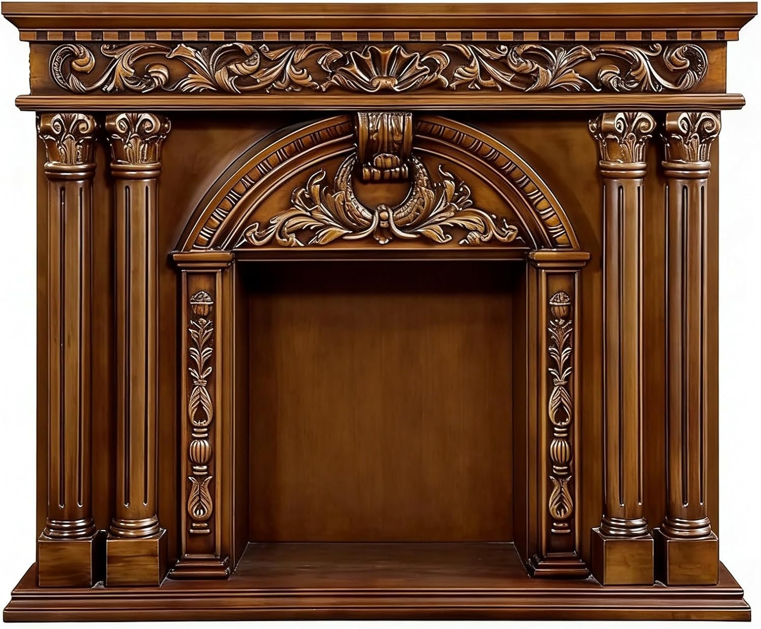 Fireplace Mantel Ornate Wood Fireplace Mantel Freestanding Decorative Surround Decorative(Natural)