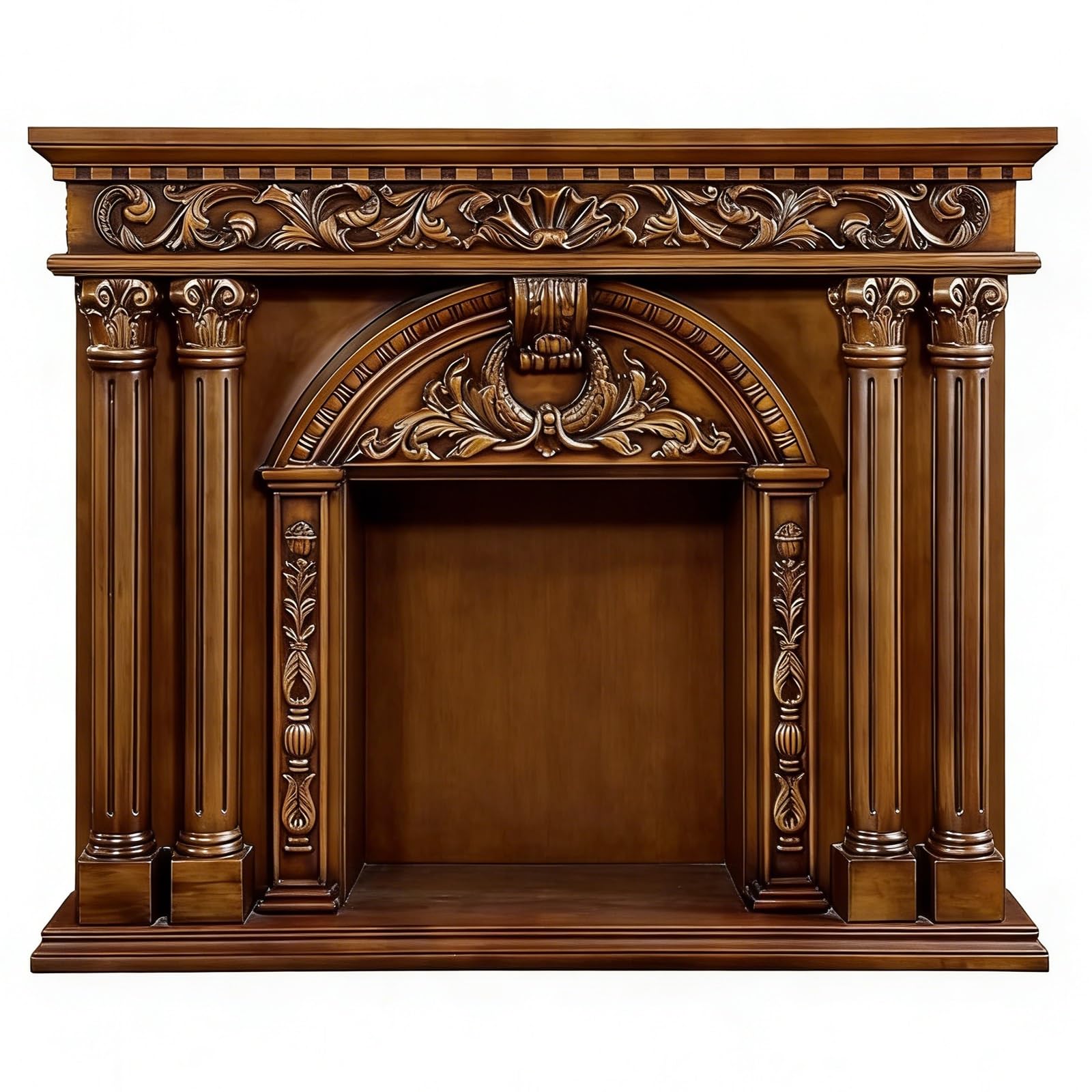 Mantels Surrounds Ornate Wood Fireplace Mantel Freestanding Decorative Surround Decorated Frame(Natural)