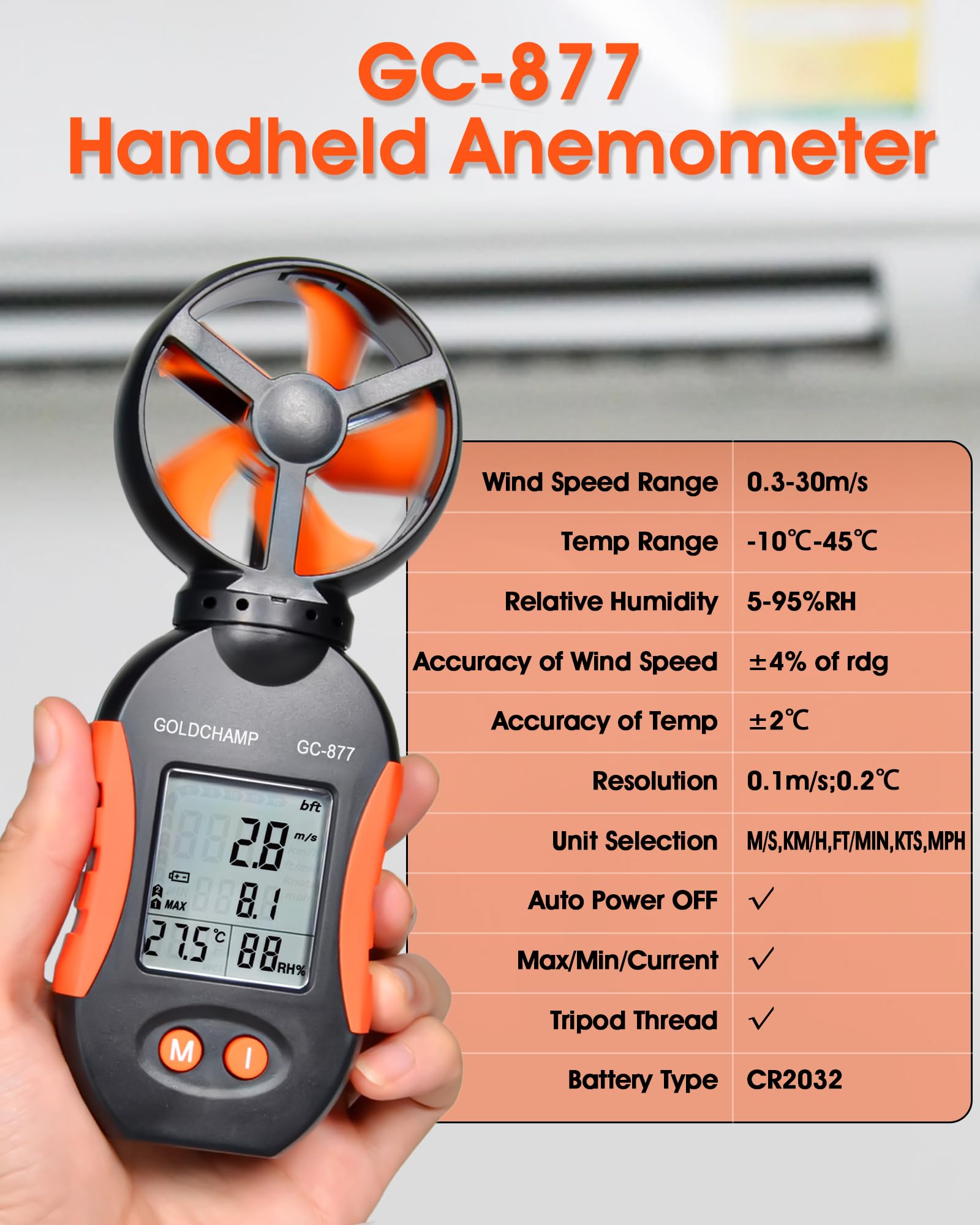 Détecteur de gaz 4 en 1 pour combustible/O2/H2S/CO, alarme son/lumière/vibration et écran LCD détecteurs de fuite de gaz pour la maison + anémomètre portable, 5 unités et interrupteur ℃/℉, testeur de