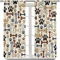 Vista 40 de Cortinas opacas con estampado de patas de perro, estampado de patas de perro y huesos, tratamiento de ventana, cortinas con aislamiento térmico