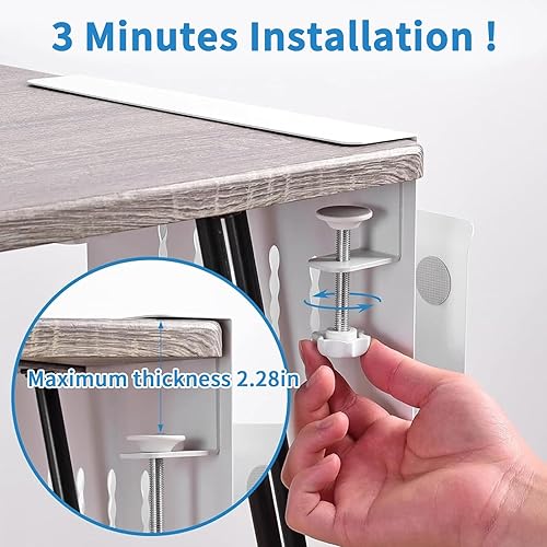 Miniatura 5 de Almacenamiento lateral de escritorio, soporte para laptop con soporte magnético para bolígrafo, organizador lateral de escritorio sin taladros para