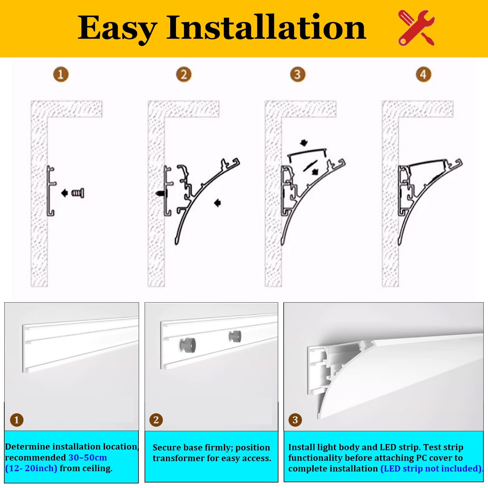 Eck-LED-Lichtk, 3,4 m, linearer Diffusor mit Anschluss für Innenwände, Decken, Hotels, Schlafzimmer, Dachböden