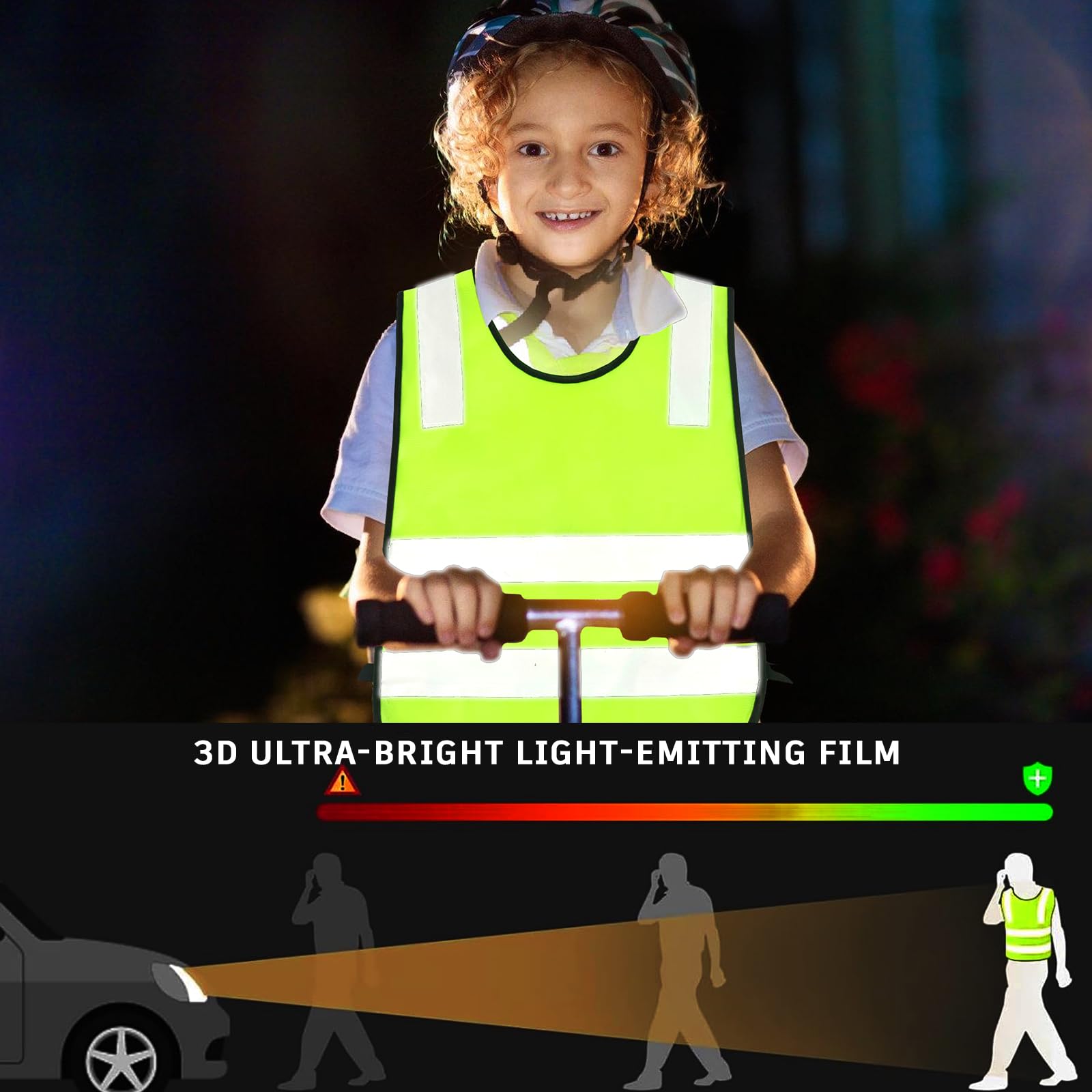Gilet De Sécurité pour Enfants, 10 Pièces Gilets de Sécurité pour Enfants, Gilet de Sécurité Enfants Réfléchissant pour Vélos pour Enfants (3-12 Ans), pour Course en Extérieur, Cyclisme, Sport