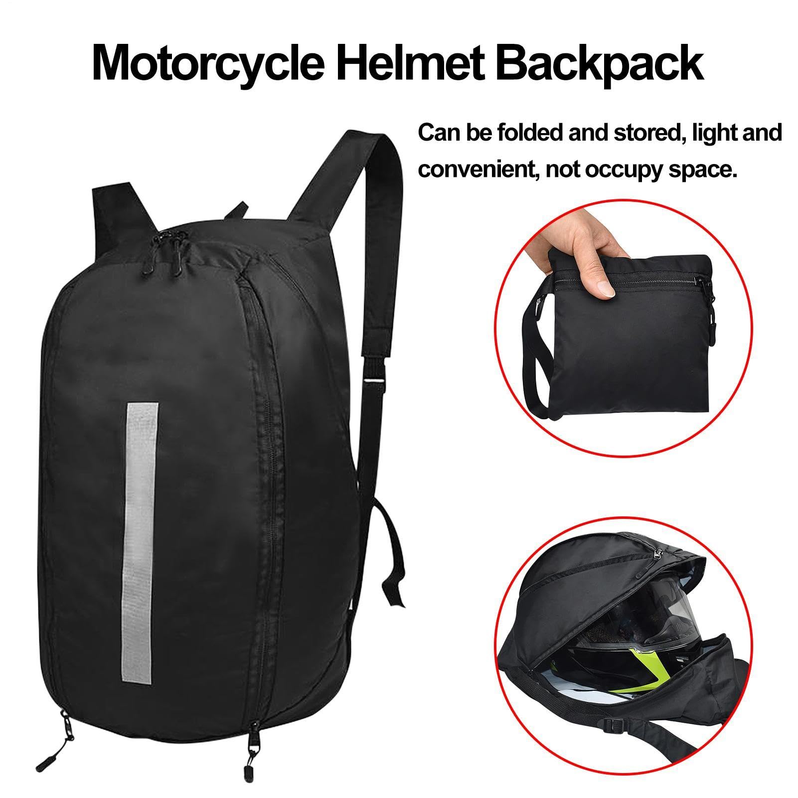 Sac à dos pour casque de moto imperméable - Sac de rangement | Grande capacité - Sac de voyage noir léger pour moto, vélo, camping, sports de plein air et trajets