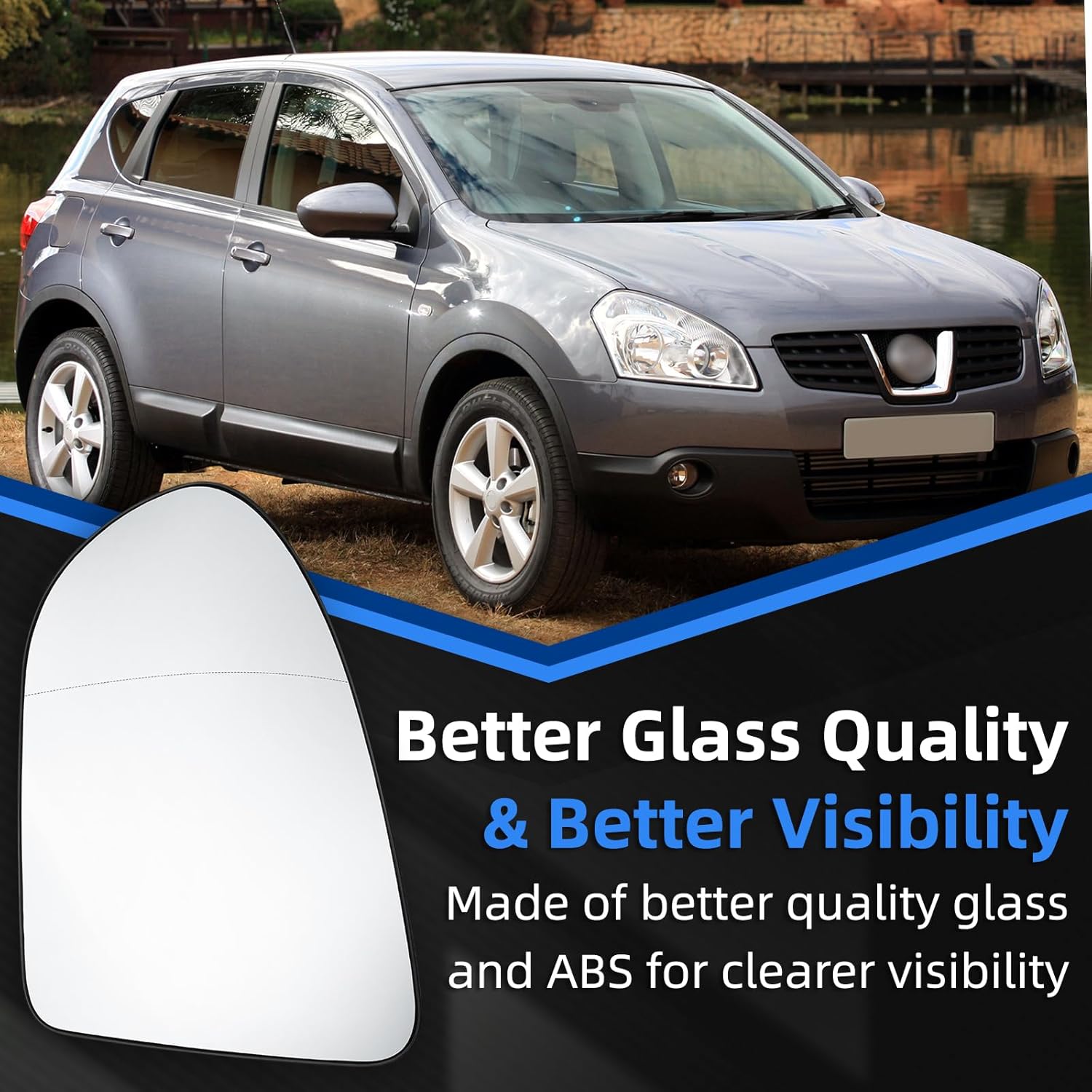 Driver Side Mirror Replacement for Nissan Qashqai Dualis 2007 2008 2009 2010 2011 2012 2013 - Left Side Mirror Glass, Rear View Mirrors Glass with Power Heated