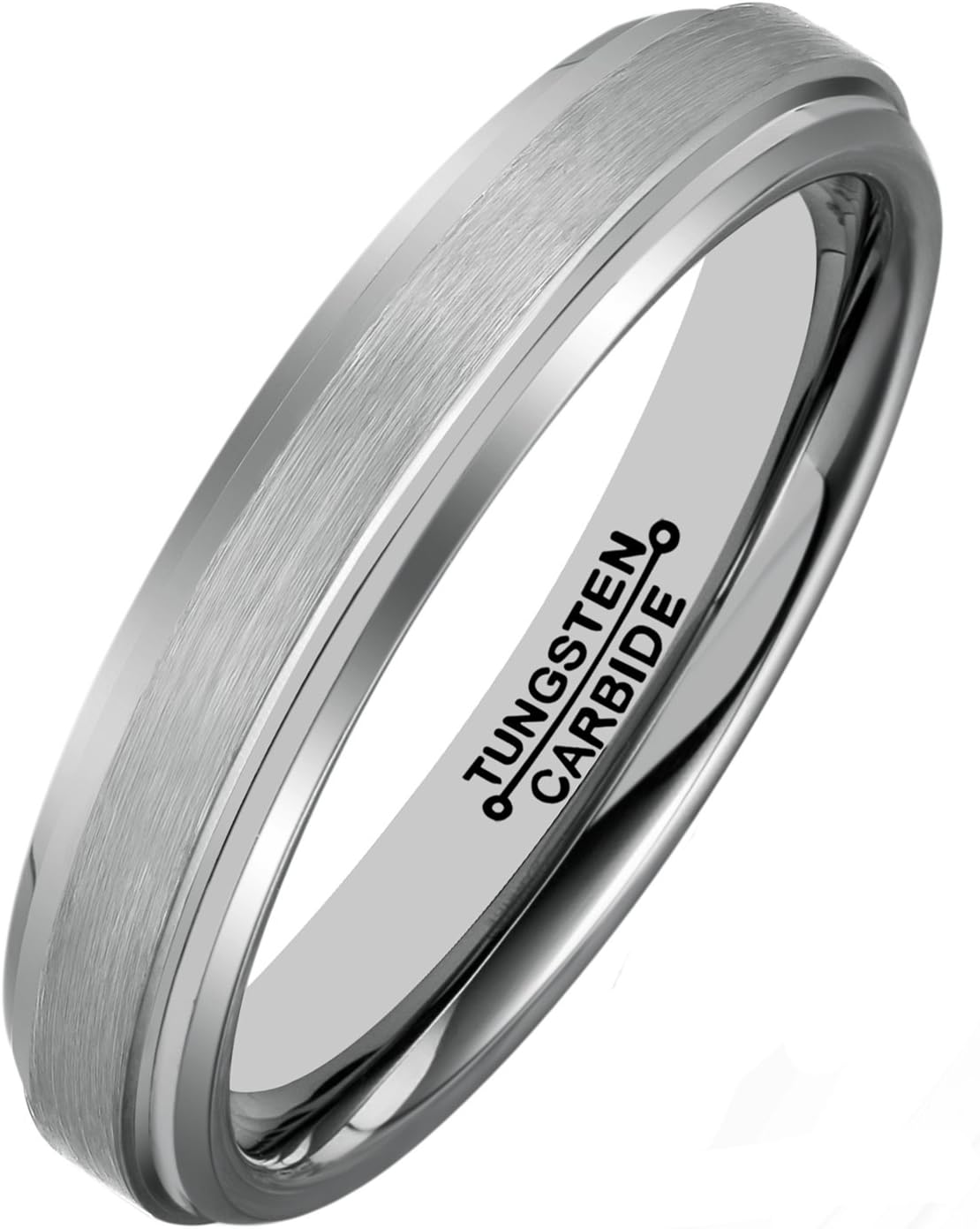 MNH Tungsten Rings Men Wedding Band Thin Women 4mm Comfort Fit Matte Finish