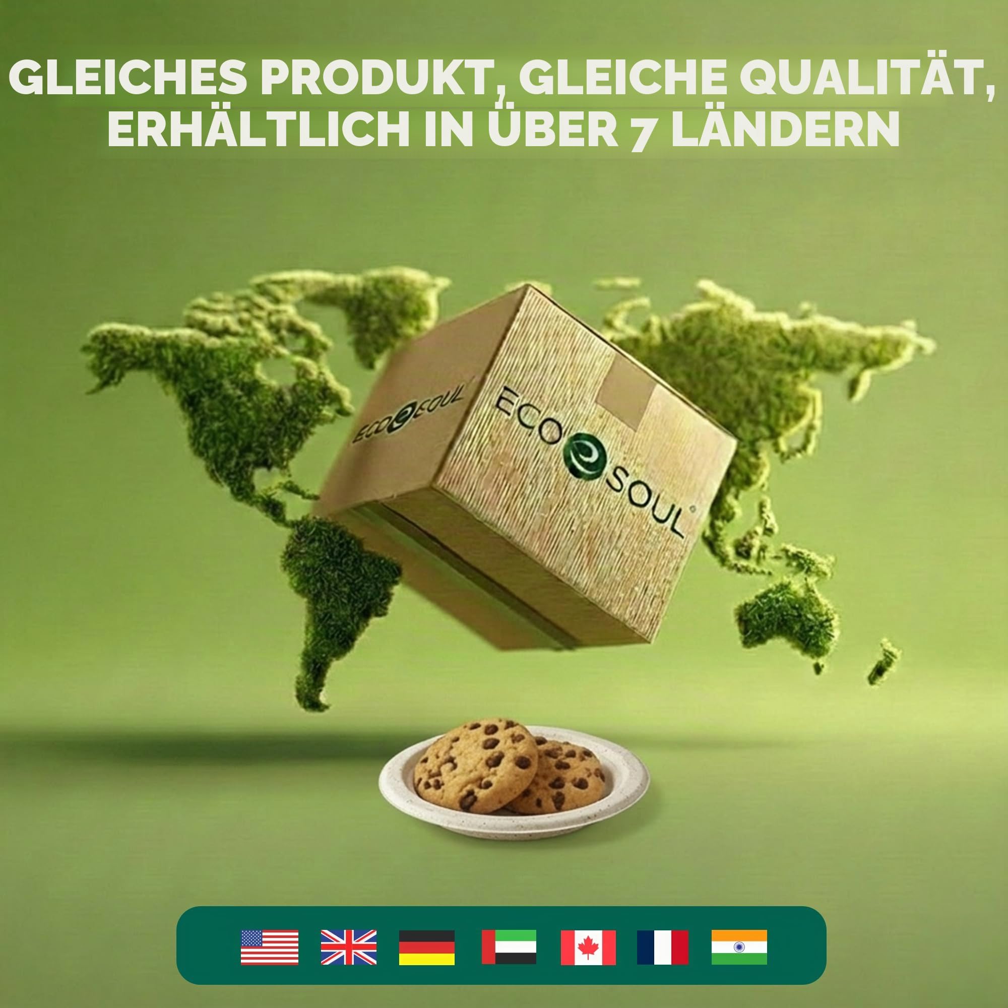 ECO SOUL Einweg-Bagasse-Teller(25cm) 10" rund(400 Stück)(weiß) | Nachhaltige Alternative, 100% kompostierbar, Extra stabildeal für den täglichen Gebrauch, Premium Qualität, 400er Pack