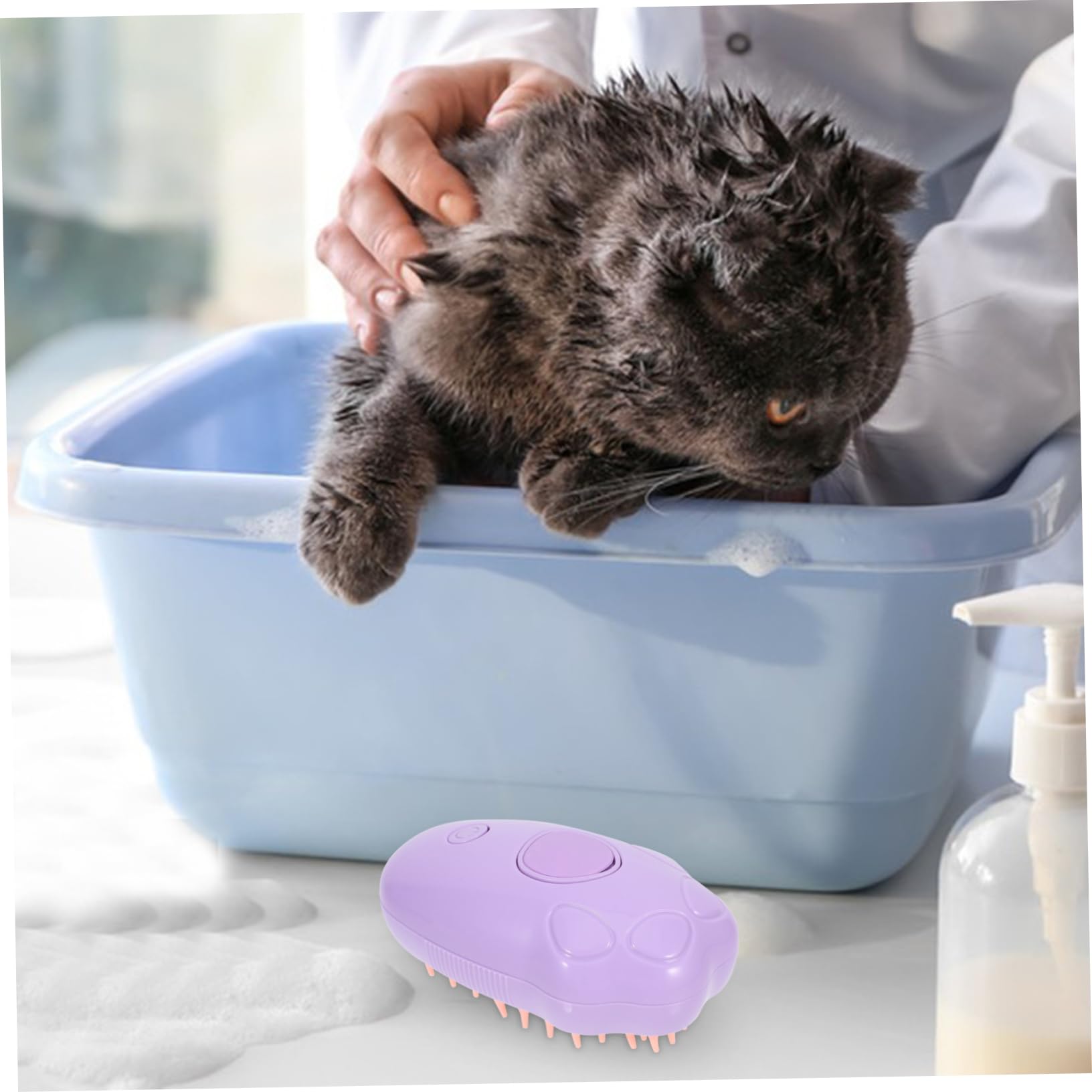 Kisangel 5stücke Elektrische Katzen-dampfbürste Selbstreinigende Katzenbürste Mit Massagestrahl Und Dampf-funktion Für Einfache Entfernen Von Haaren Und Knoten Geeignet Für