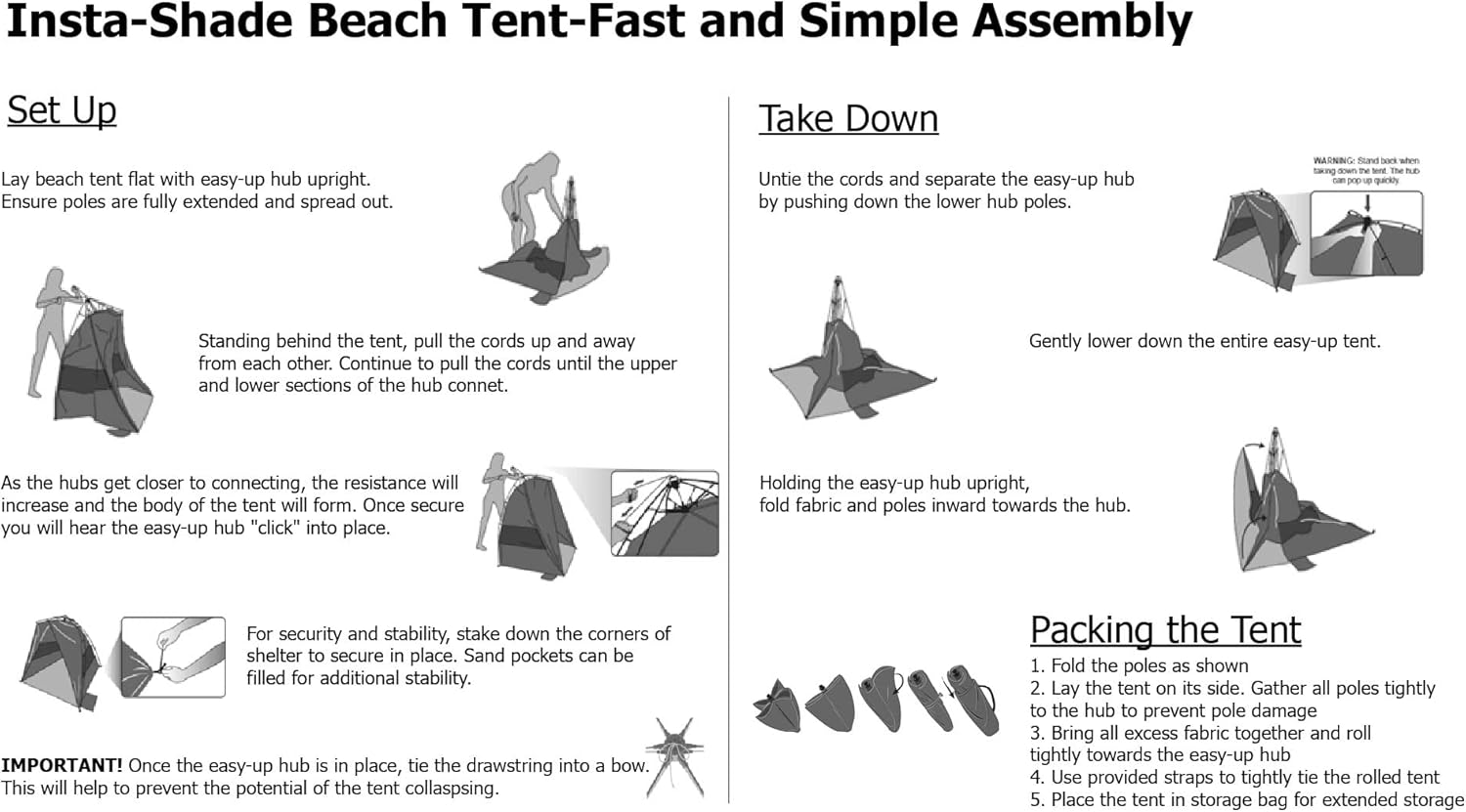 OMNICORE DESIGNS InstaShade XL 4 Person Pop Up Easy Set UP Beach Tent - Blue