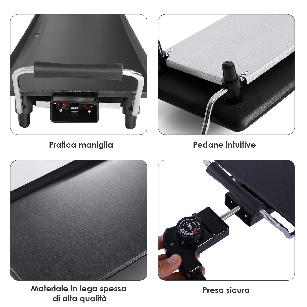 COSTWAY 1800W Piastra Elettrica, Barbecue Elettrico con Temperatura Regolabile, Termostati e Vassoio di Sgocciolamento, Griglia Antiaderente (90 x 23 cm)