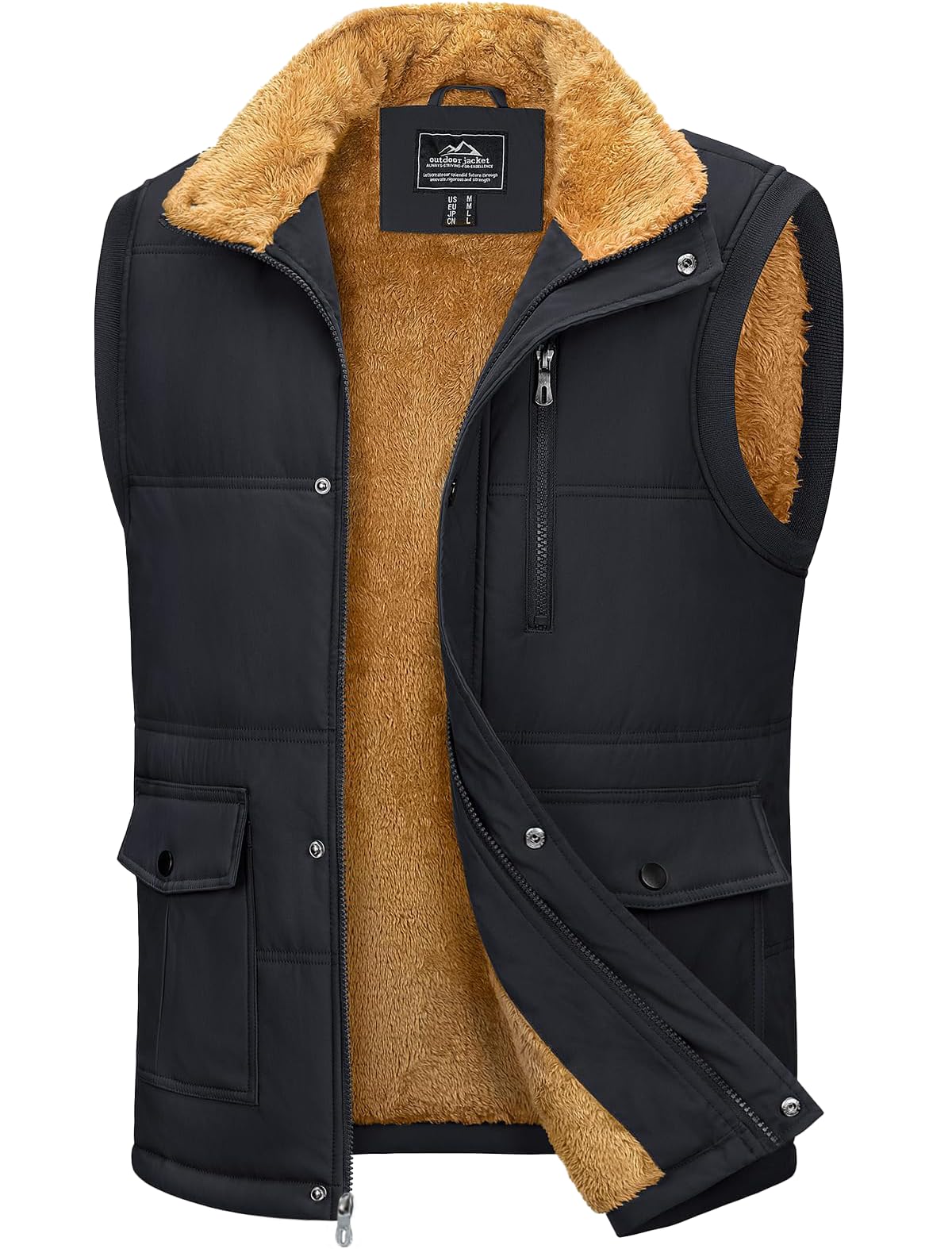 MAGCOMSEN Herren Fleeceweste Outdoorweste Thermoweste Gilet | Fleece Steppweste,Warme Daunenweste,Stehkragen,Ärmellose Weste Mit Mehrfachtaschen